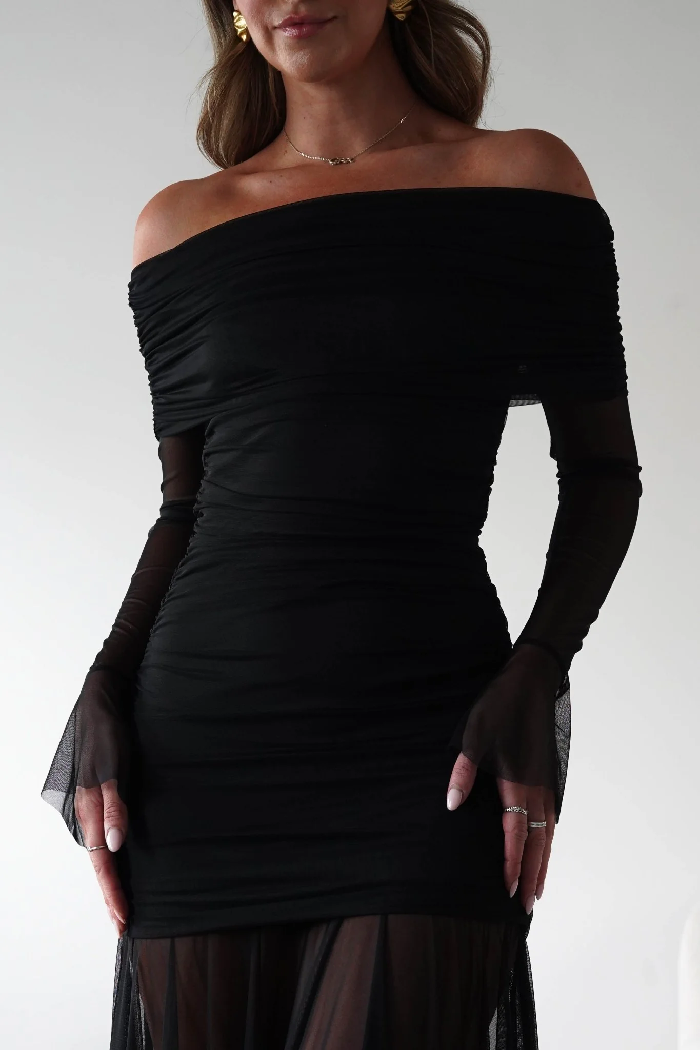 Dalton Mesh Maxi Dress | Black - Image 8