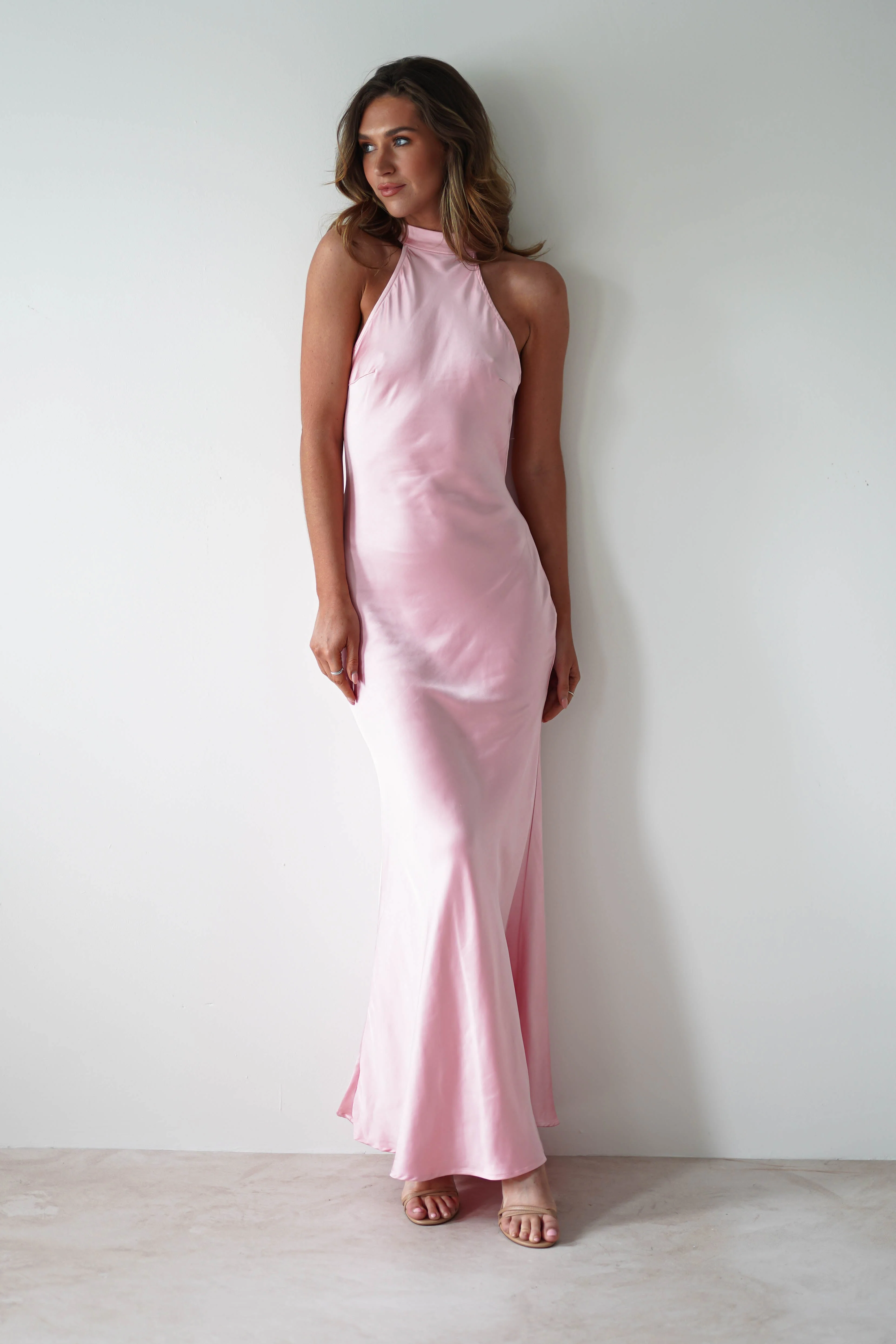 Natalia Soft Satin Maxi Dress | Pink - Image 3