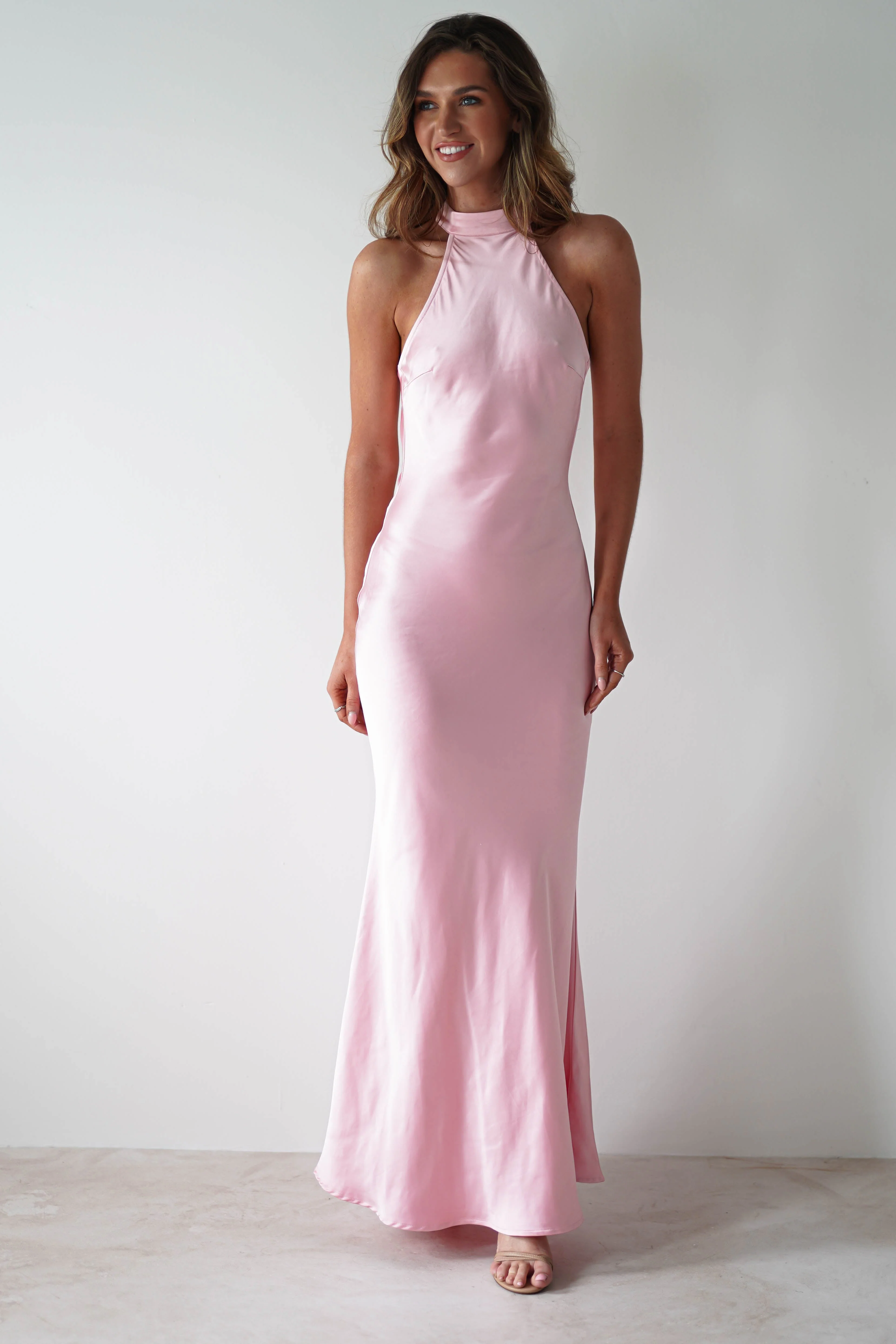 Natalia Soft Satin Maxi Dress | Pink - Image 5