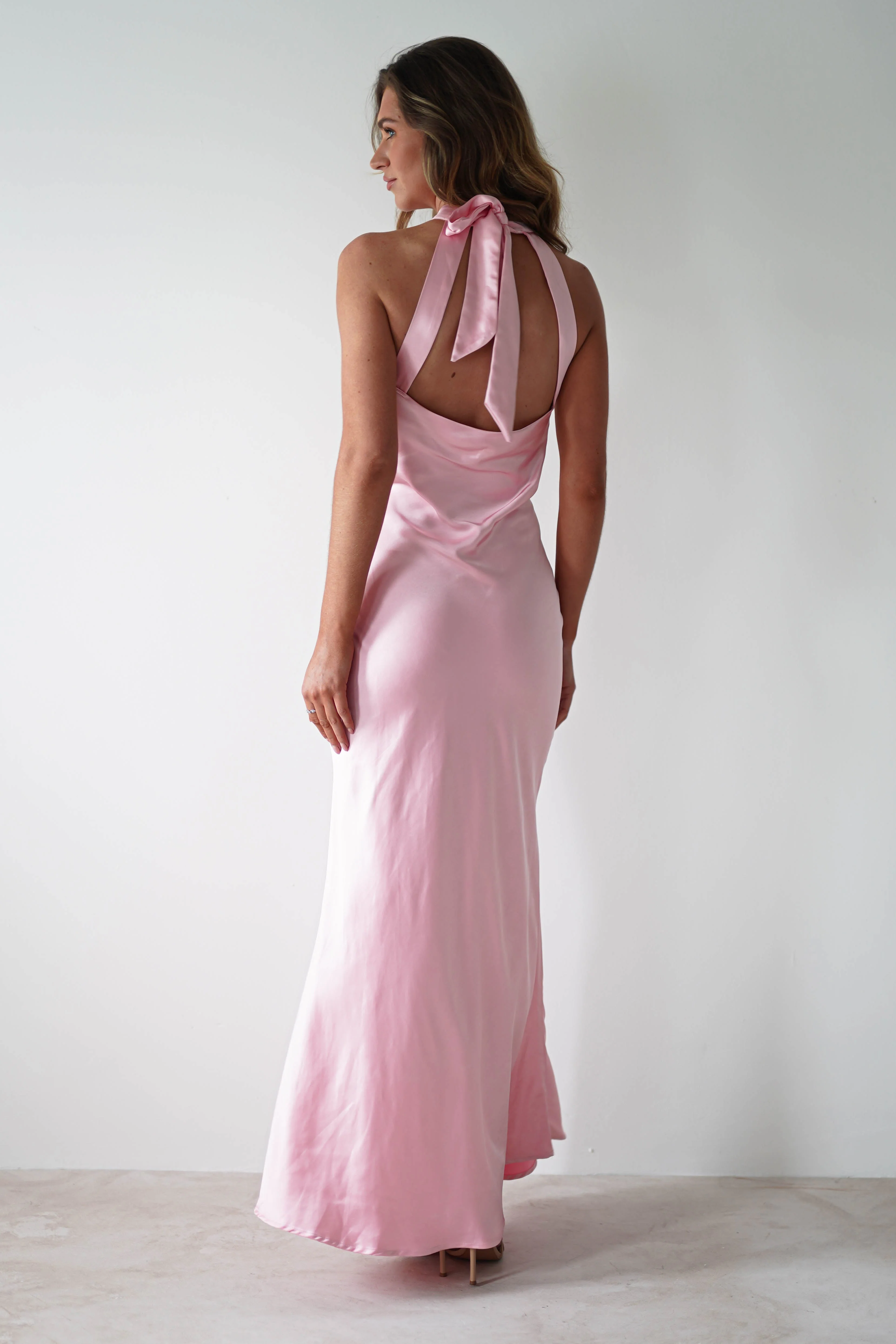 Natalia Soft Satin Maxi Dress | Pink - Image 6