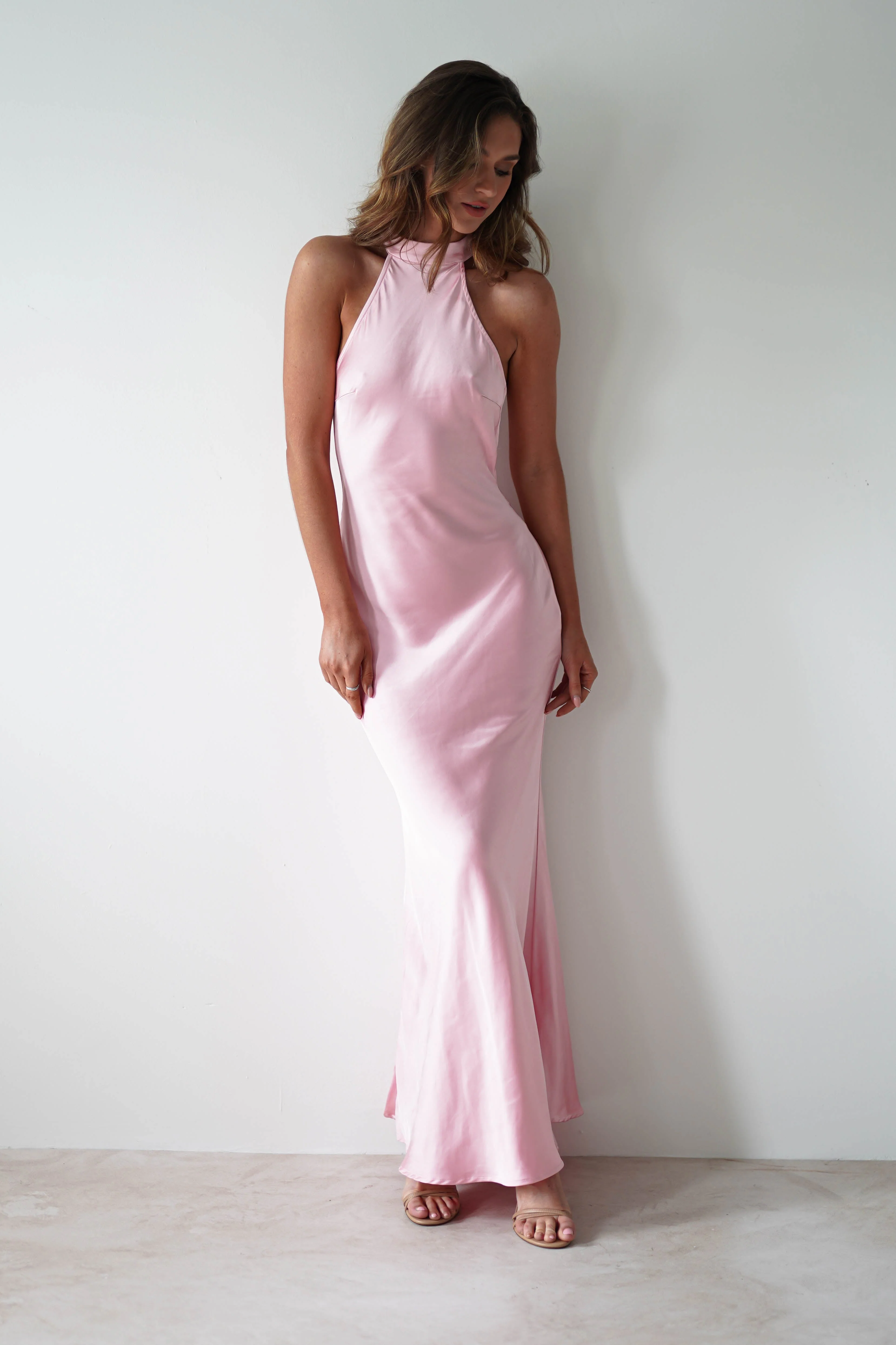 Natalia Soft Satin Maxi Dress | Pink - Image 9
