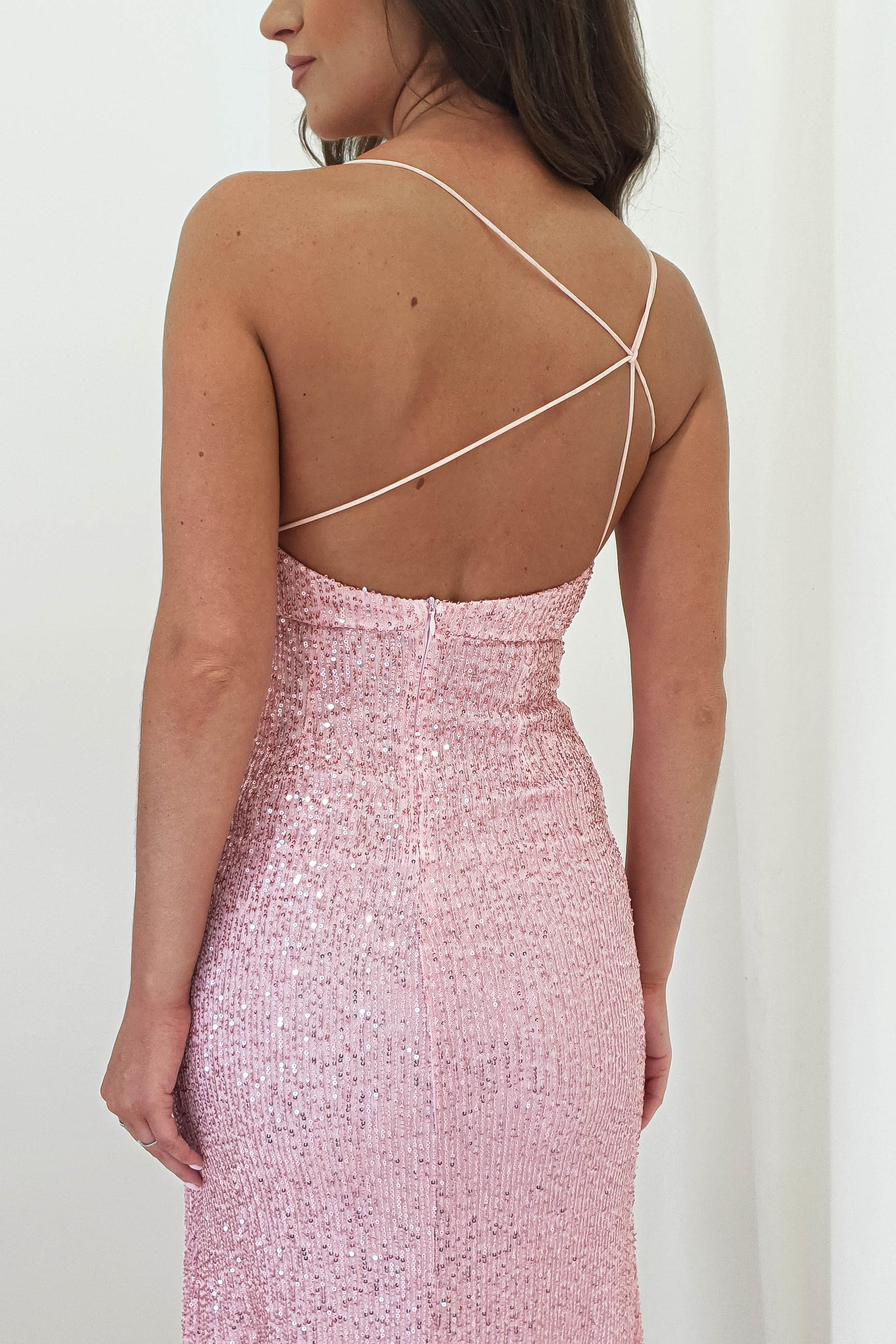 Abella Sequin Maxi Gown | Baby Pink - Image 3