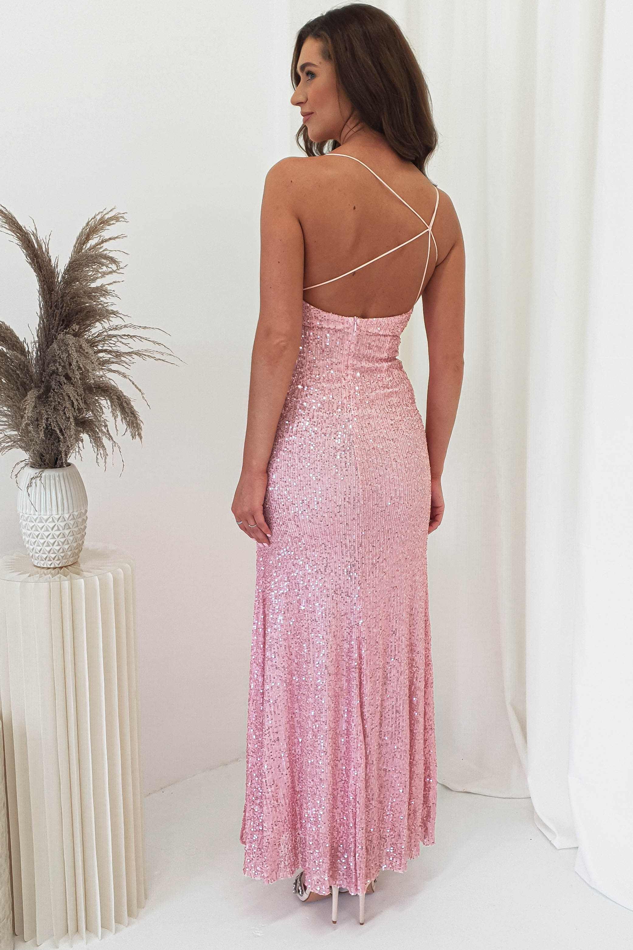 Abella Sequin Maxi Gown | Baby Pink - Image 9