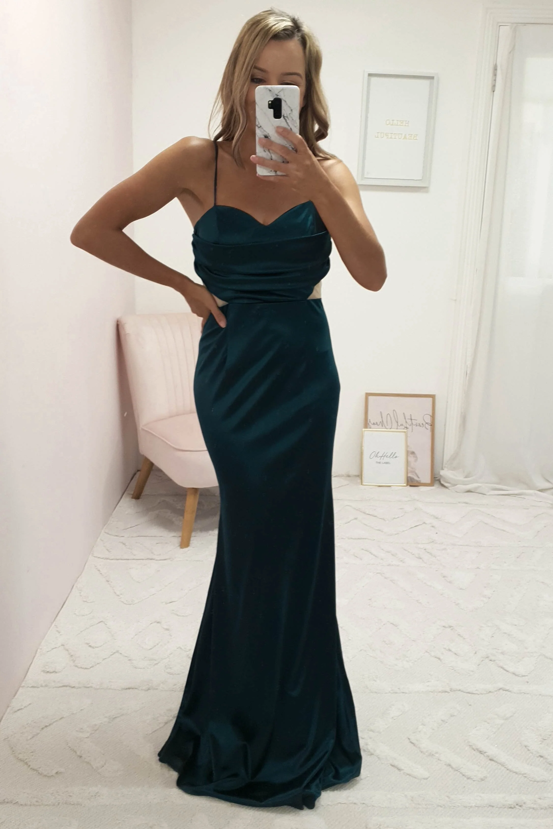 Addison Satin Gown | Emerald Green - Image 4