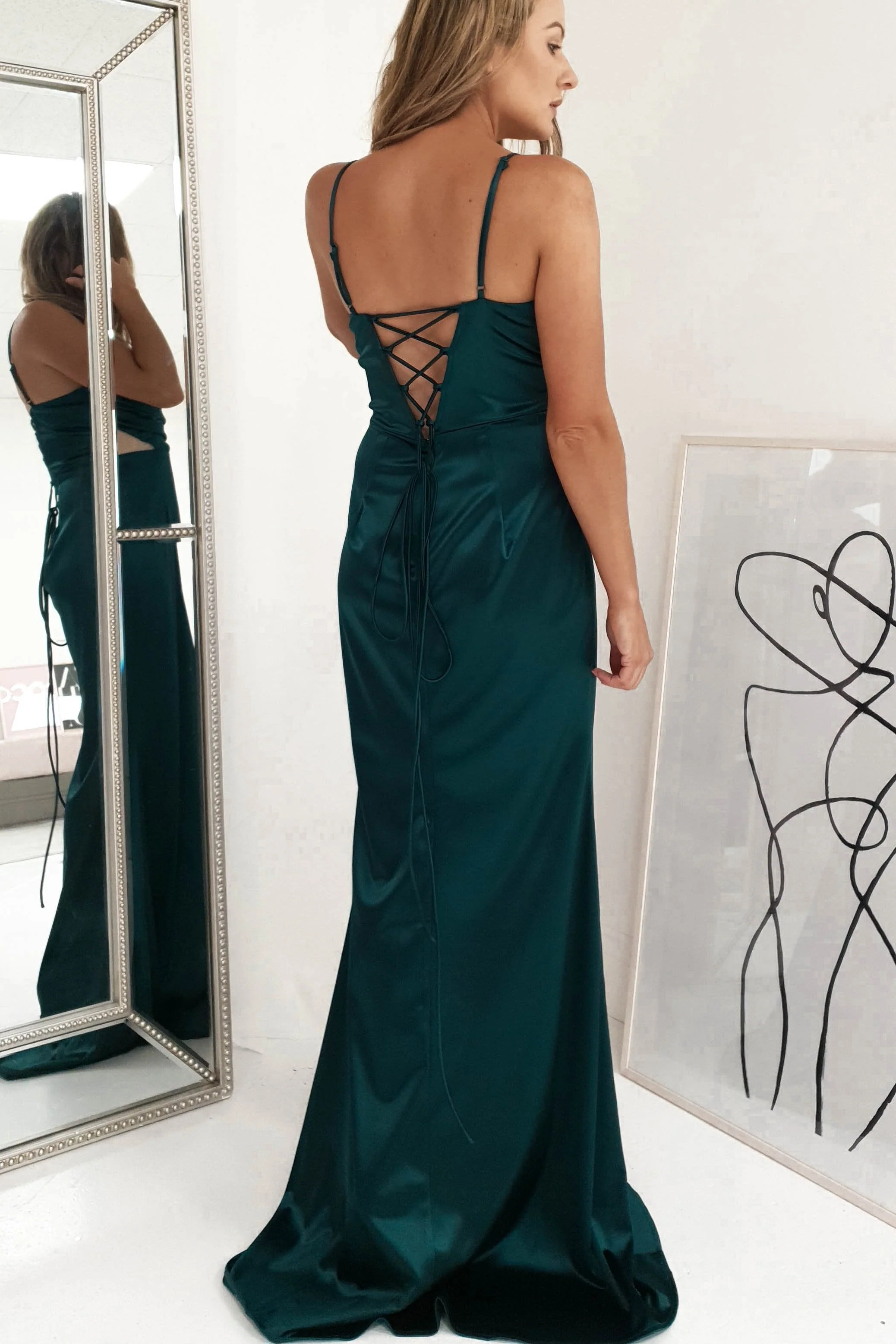 Addison Satin Gown | Emerald Green - Image 5