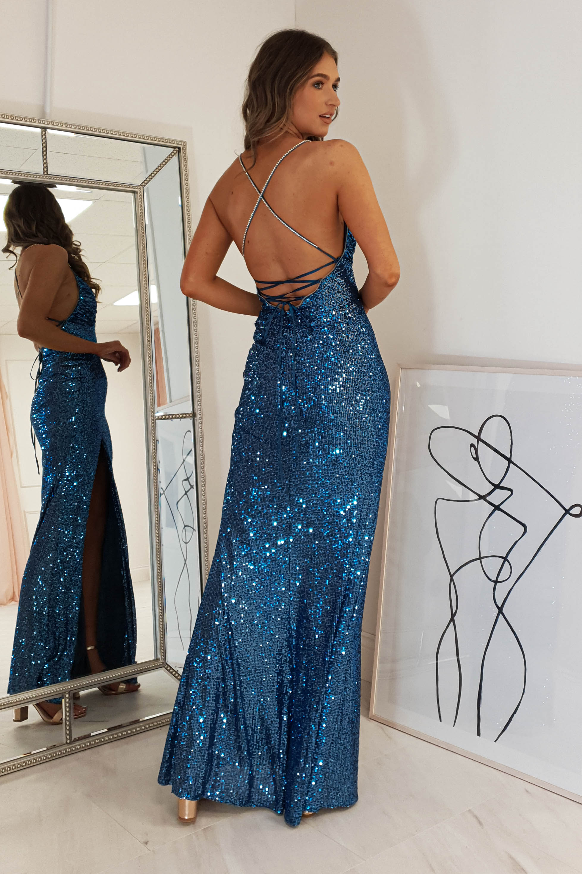 Alamour Sequin Luxe Gown | Lapis Blue - Image 7