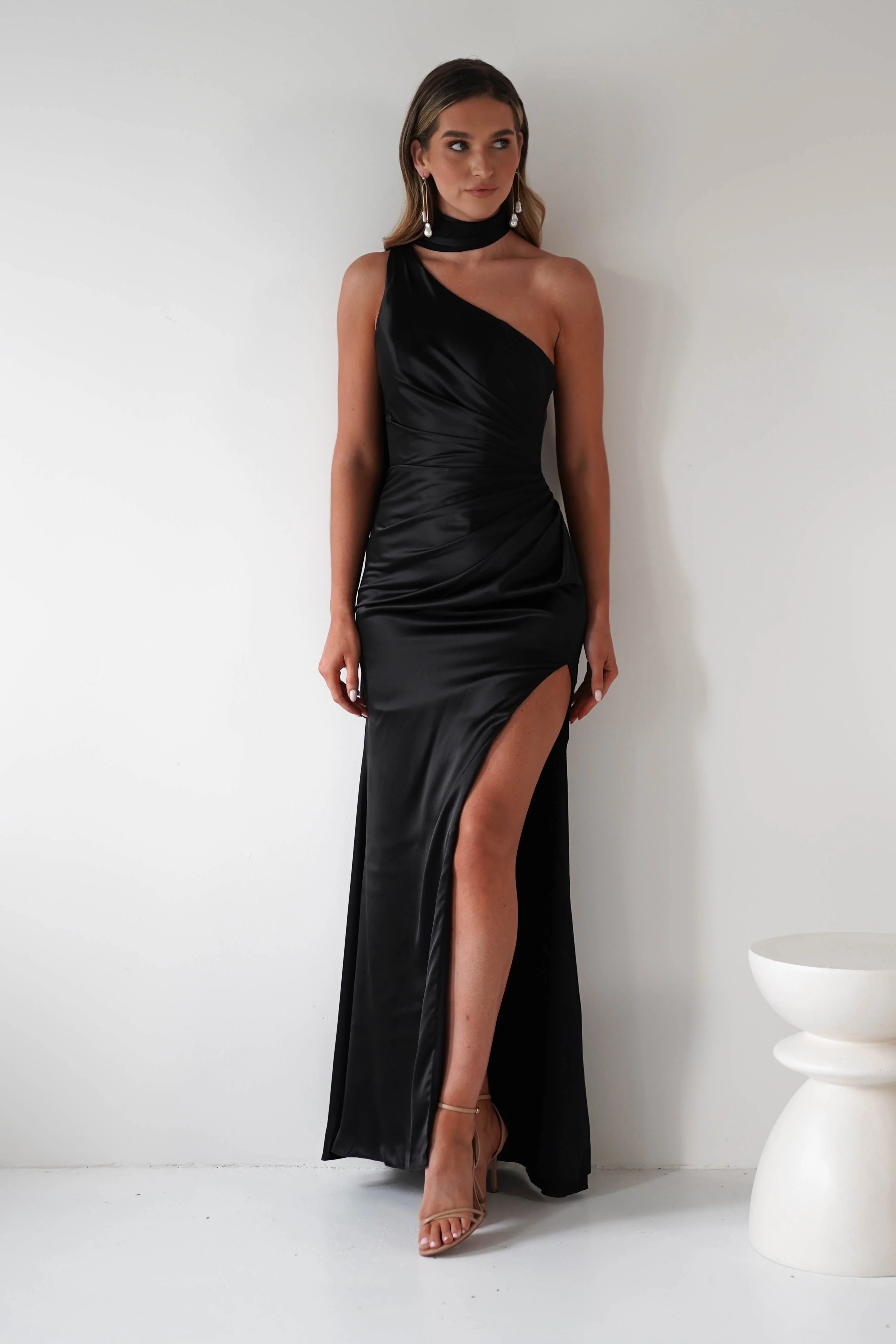 Aletta Soft Satin Maxi Gown | Black - Image 3