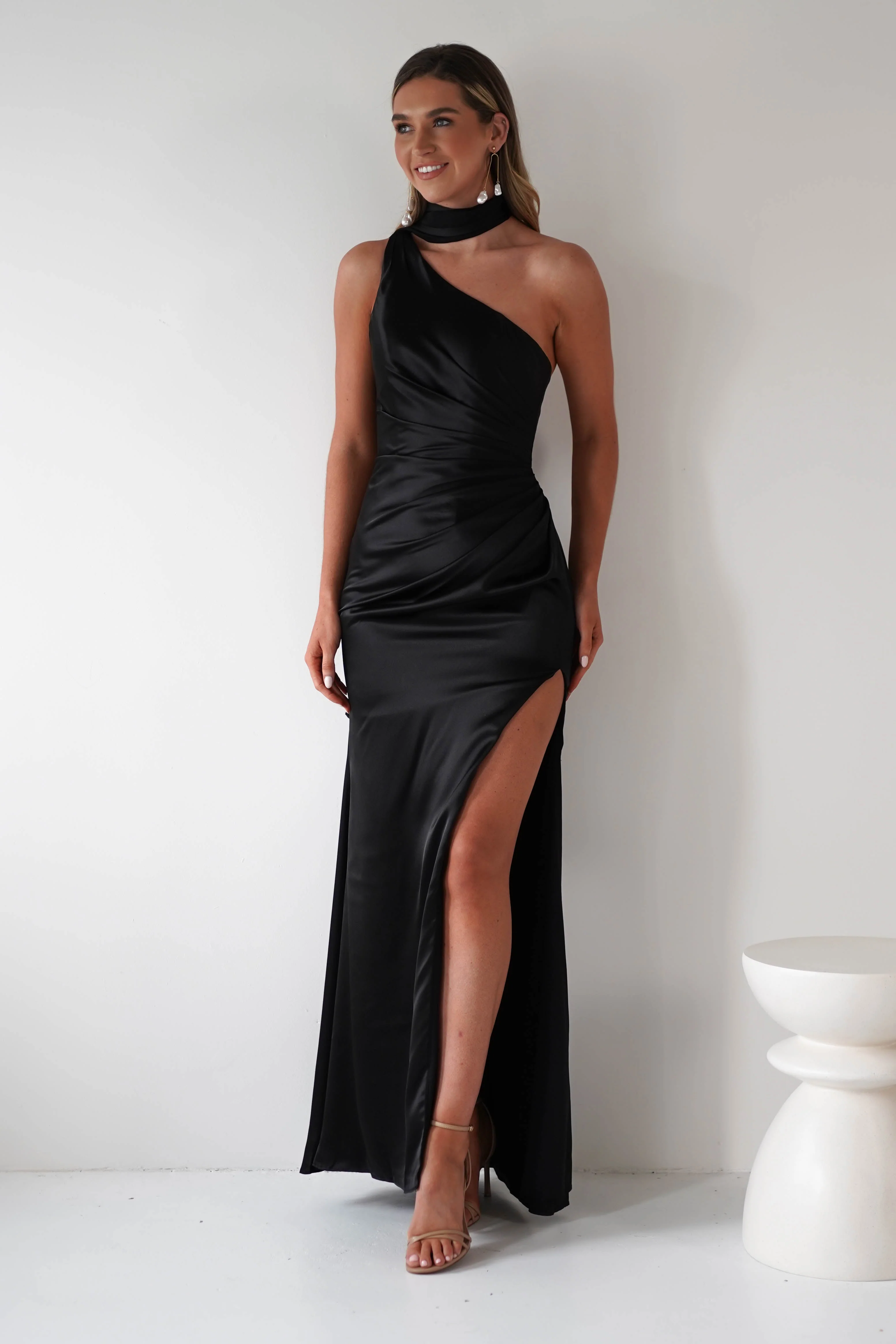Aletta Soft Satin Maxi Gown | Black - Image 4