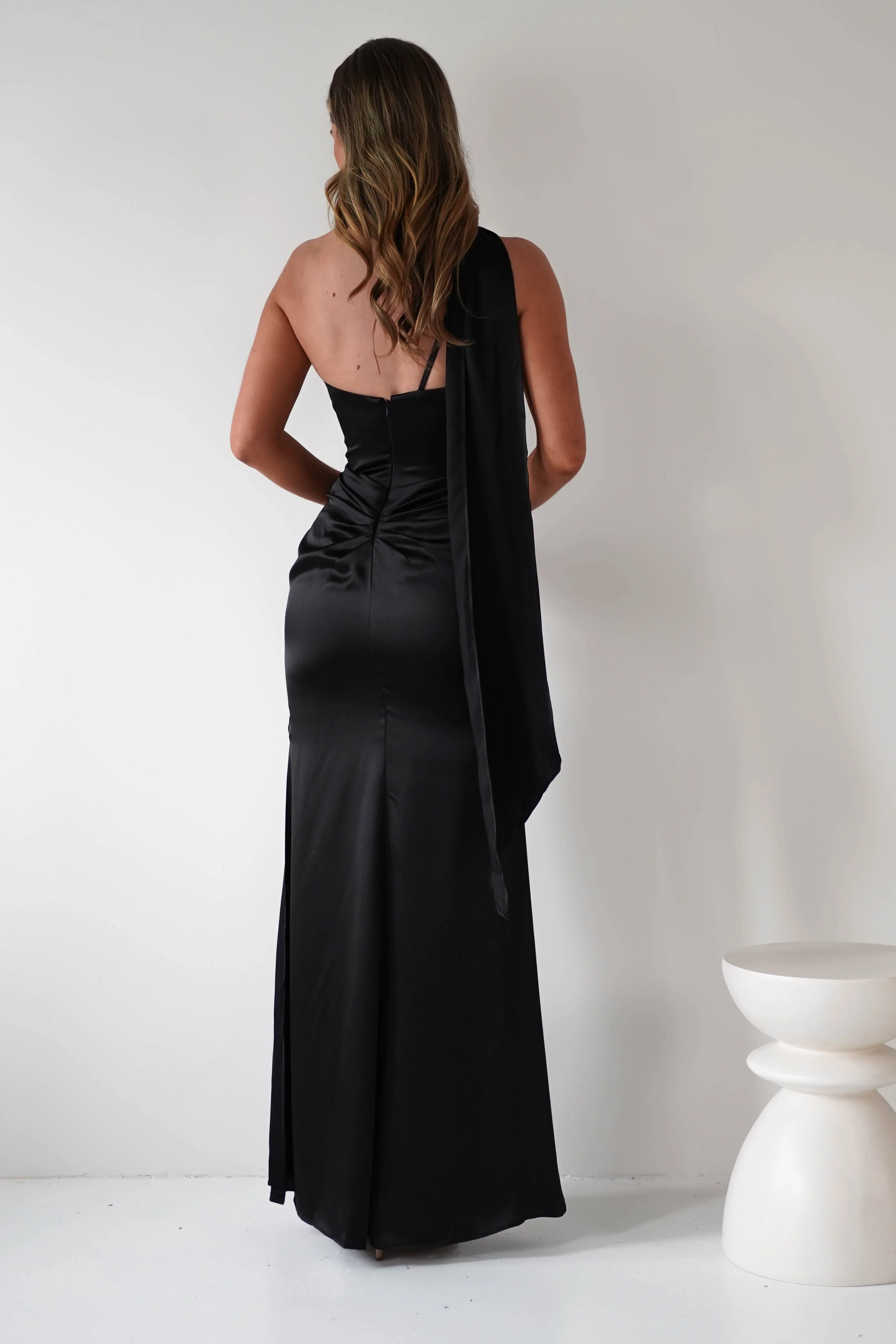 Aletta Soft Satin Maxi Gown | Black - Image 6