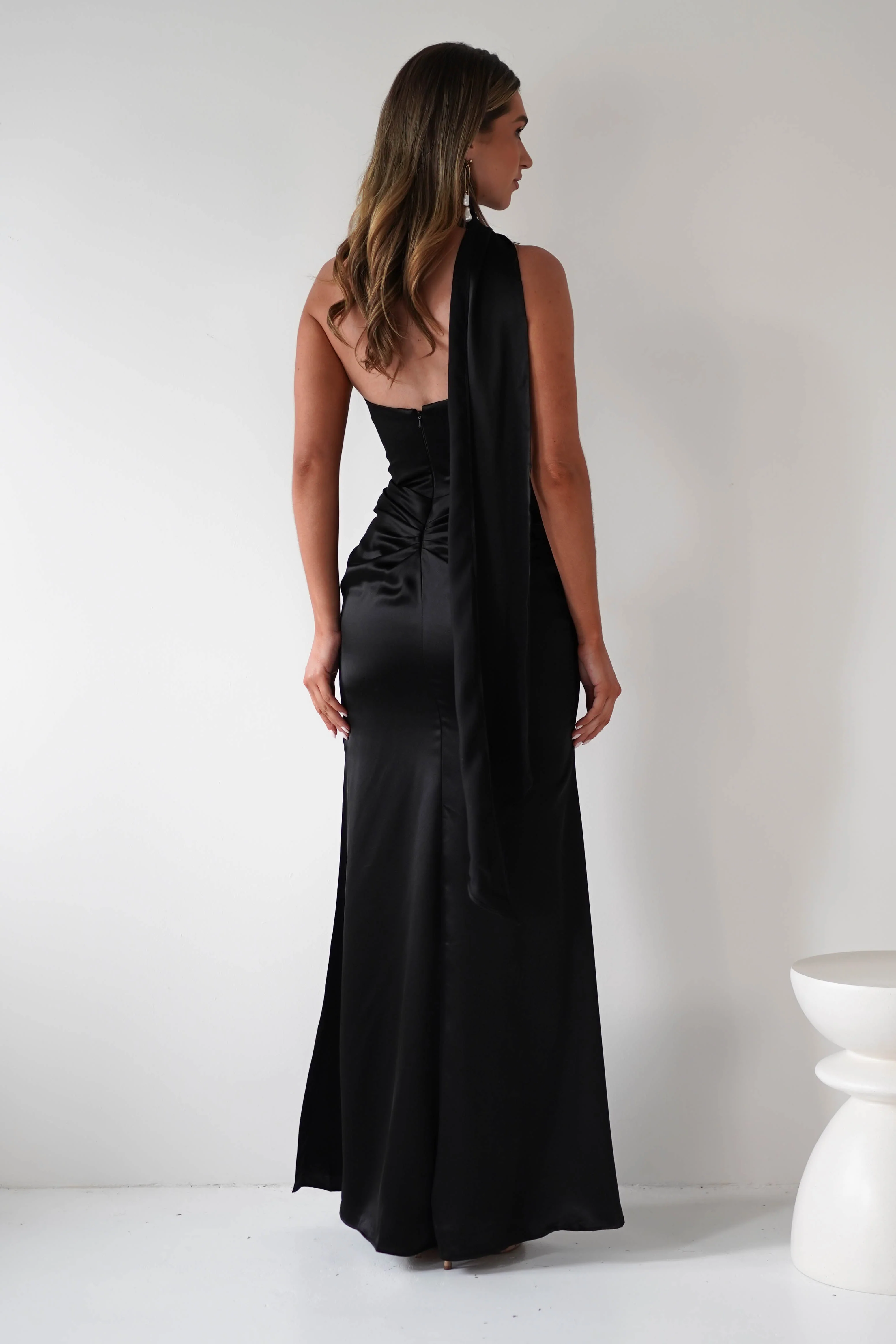 Aletta Soft Satin Maxi Gown | Black - Image 7