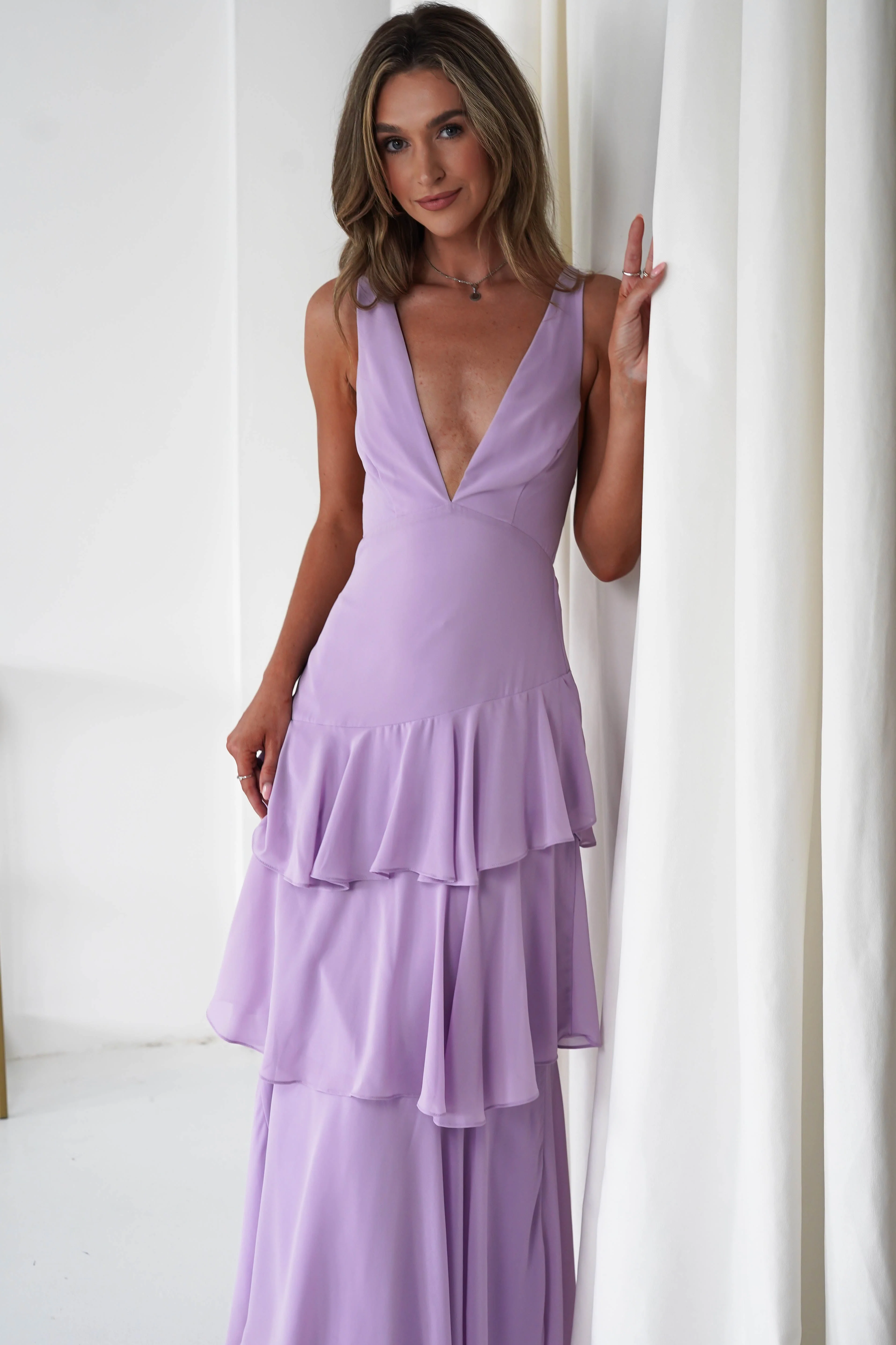 Andalusia Ruffle Maxi Dress | Lilac - Image 3