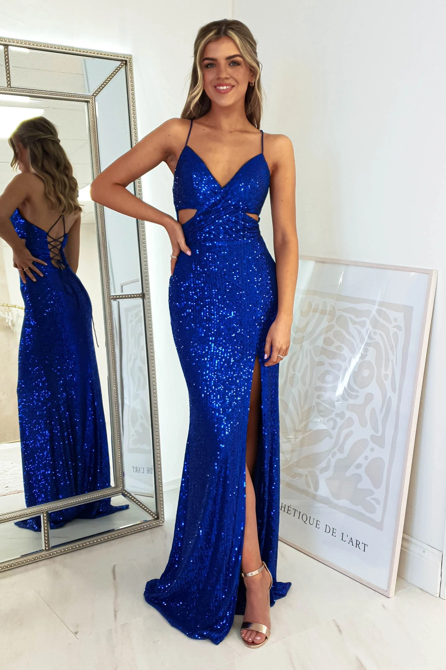 Apollo Bodycon Sequin Gown | Royal Blue - Image 7