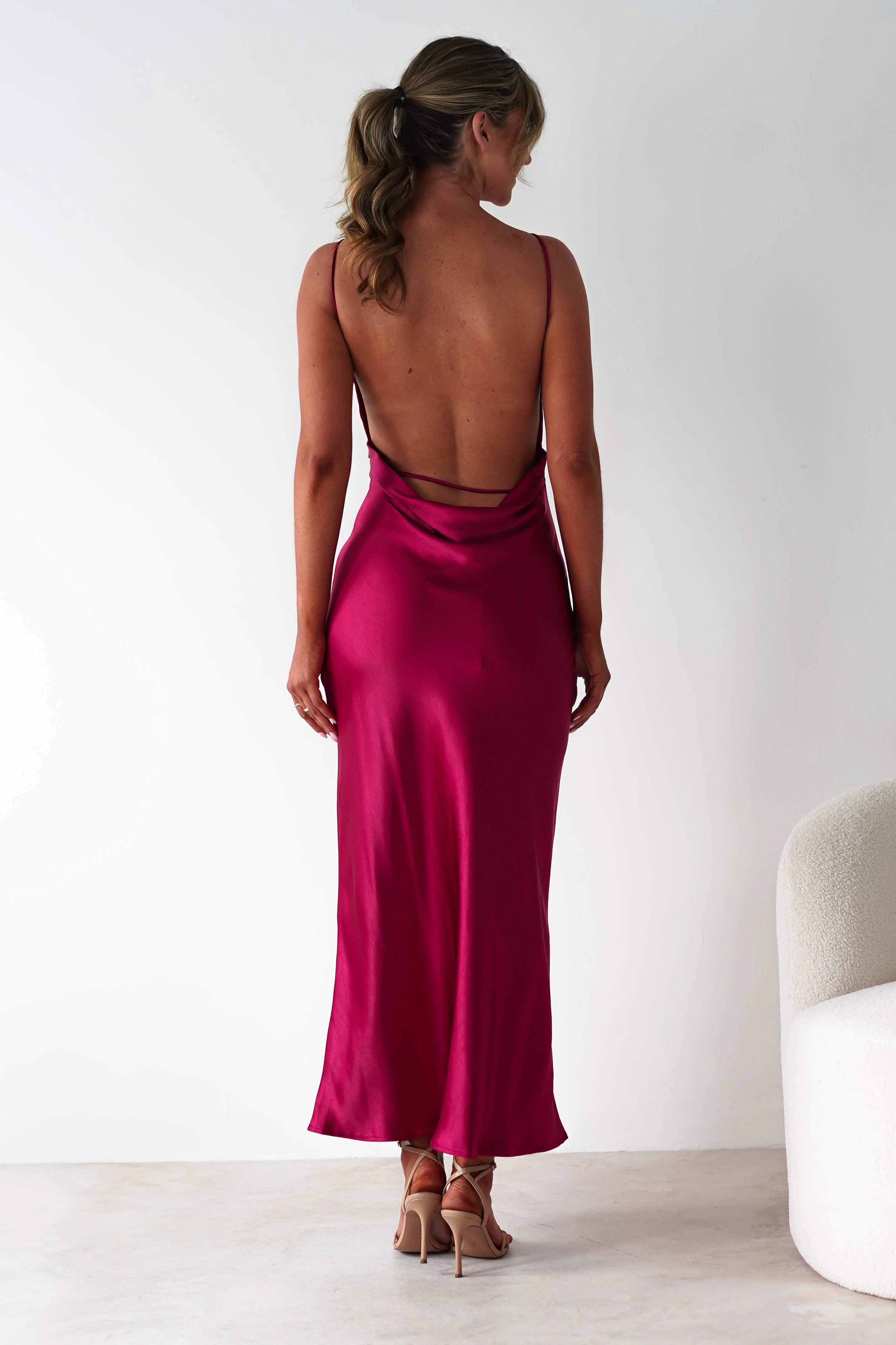 Bayleigh Soft Satin Maxi Dress | Berry Red - Image 10
