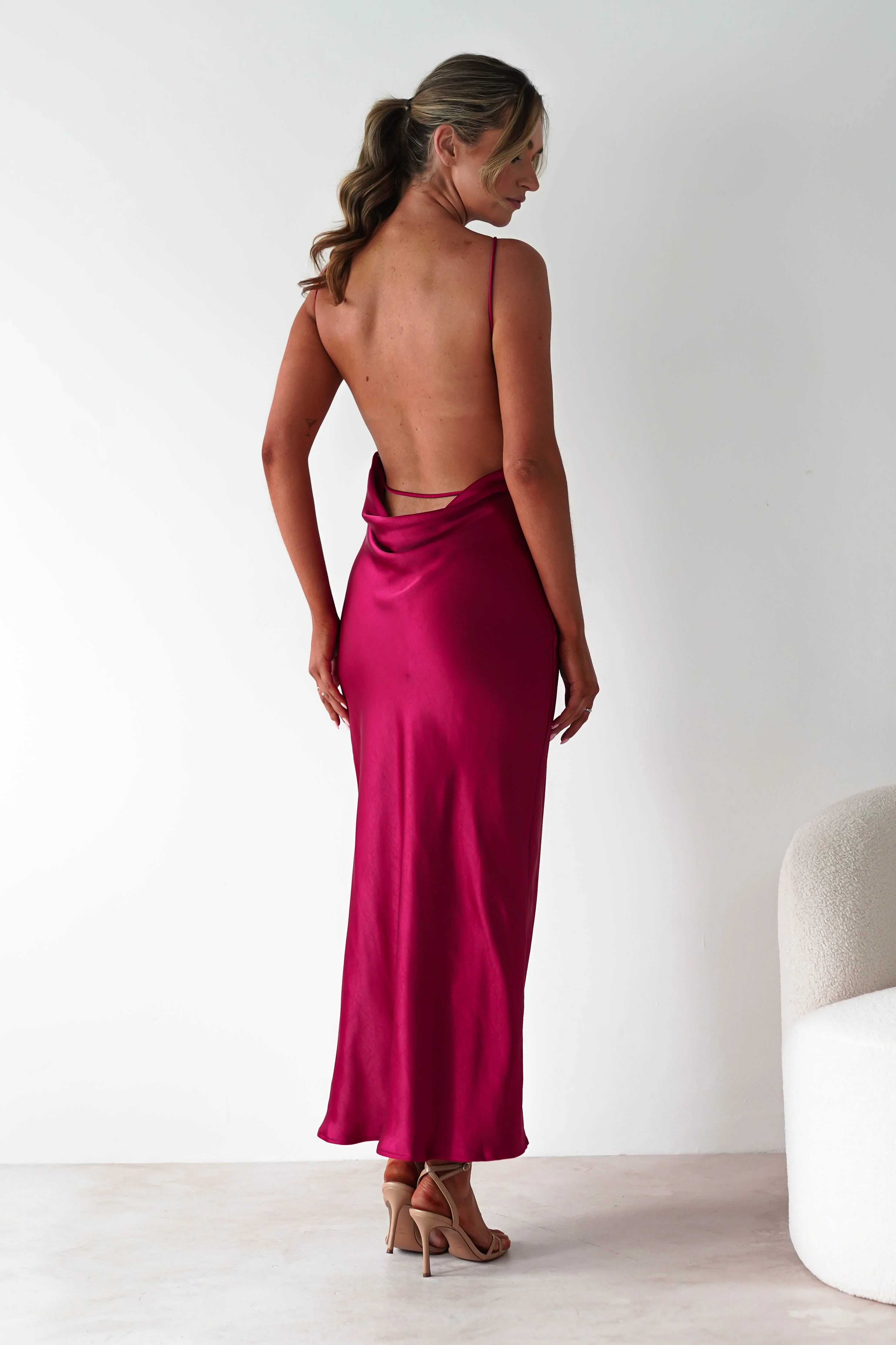 Bayleigh Soft Satin Maxi Dress | Berry Red - Image 9