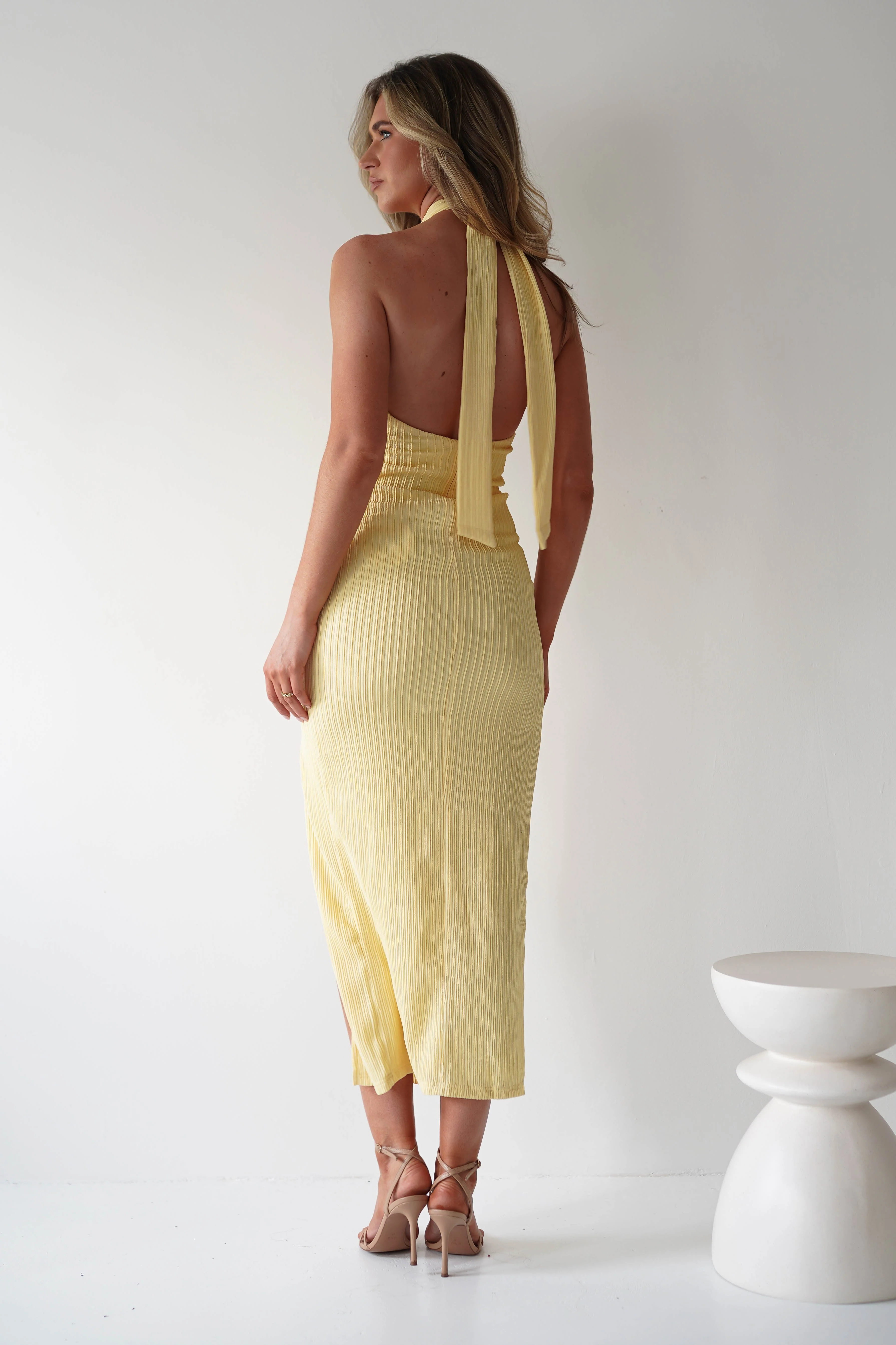 Bernice Ribbed Midaxi Dress | Yellow - Image 4