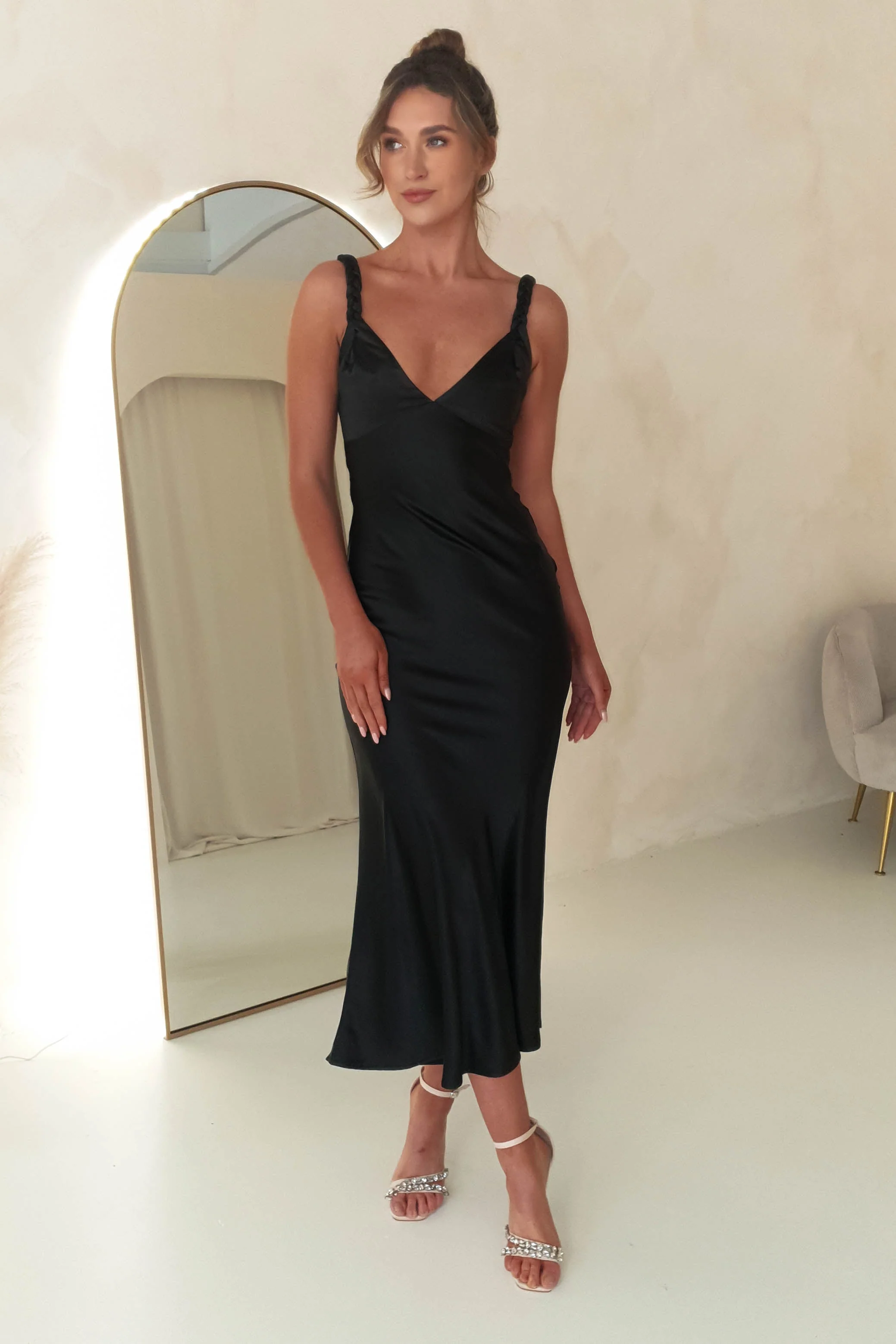Bethanie Soft Satin Maxi Dress | Black - Image 3