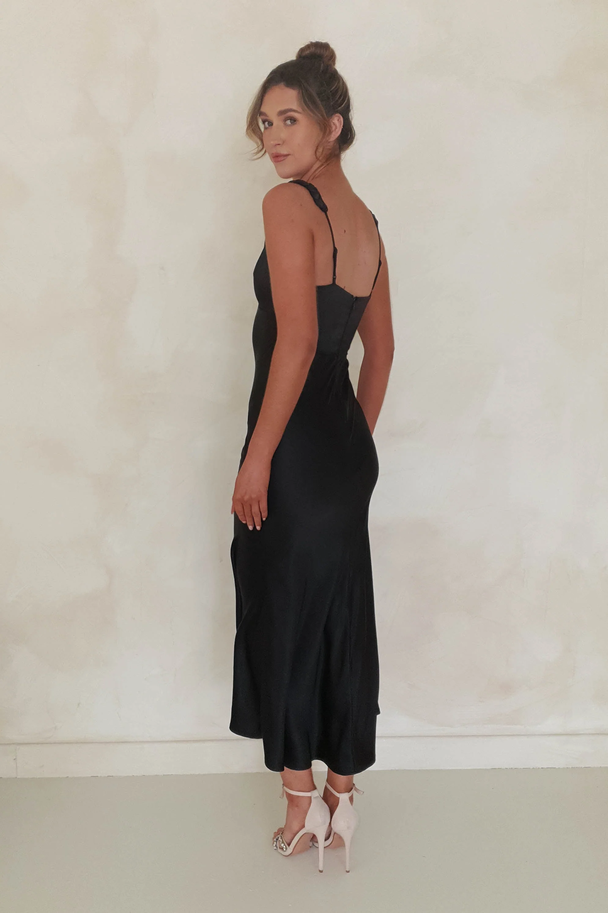 Bethanie Soft Satin Maxi Dress | Black - Image 4