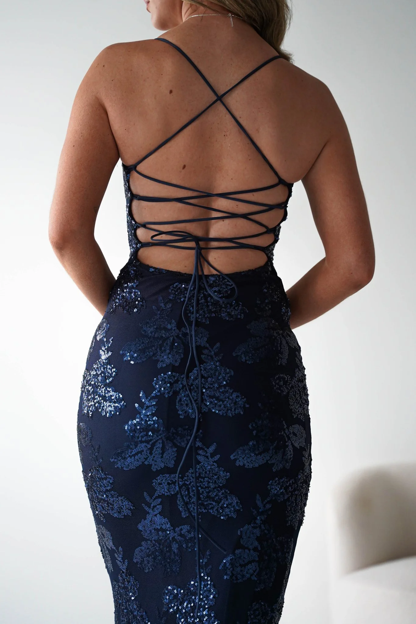 Calle Bodycon Sequin Maxi Dress | Navy - Image 6