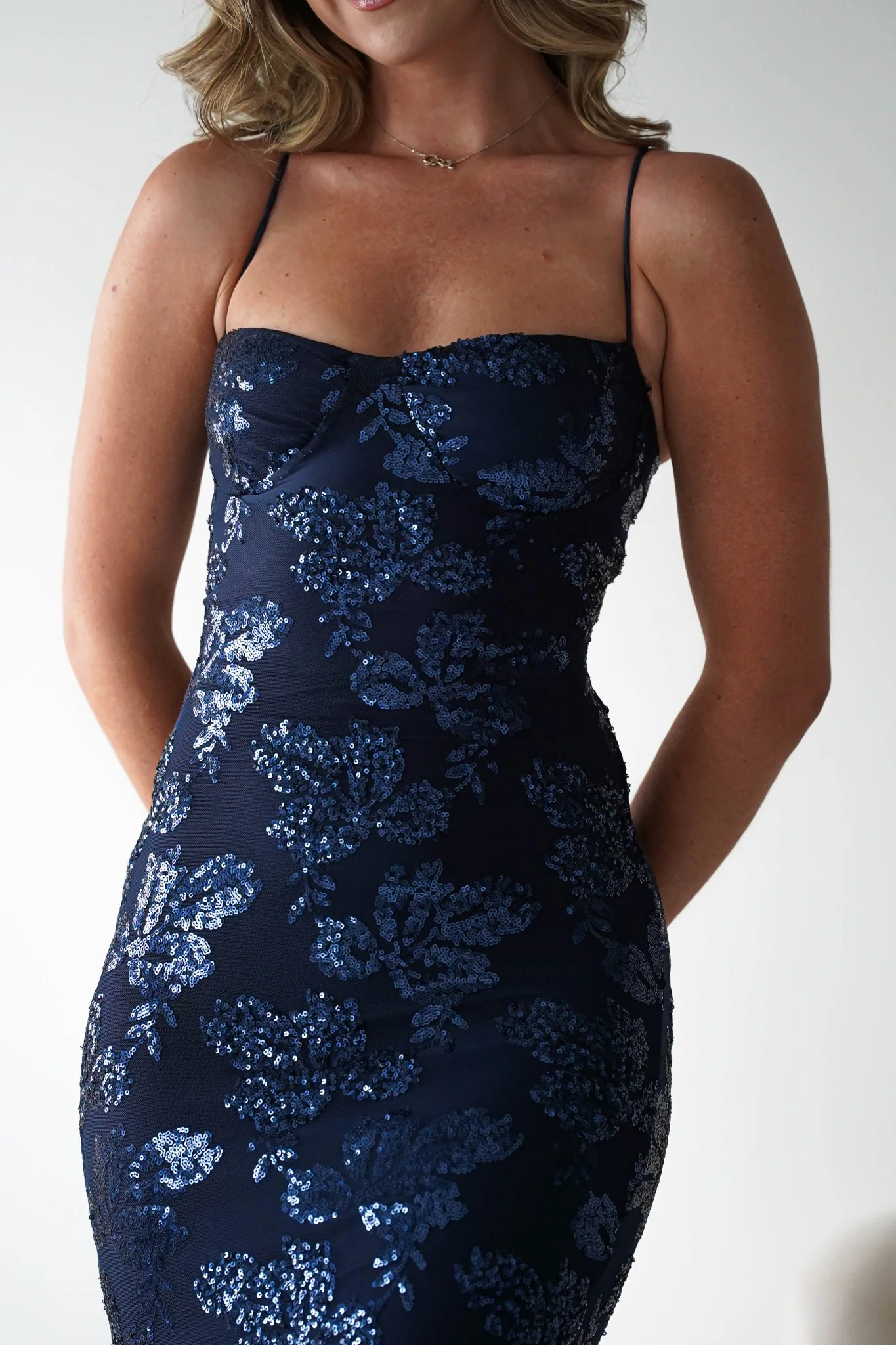 Calle Bodycon Sequin Maxi Dress | Navy - Image 7