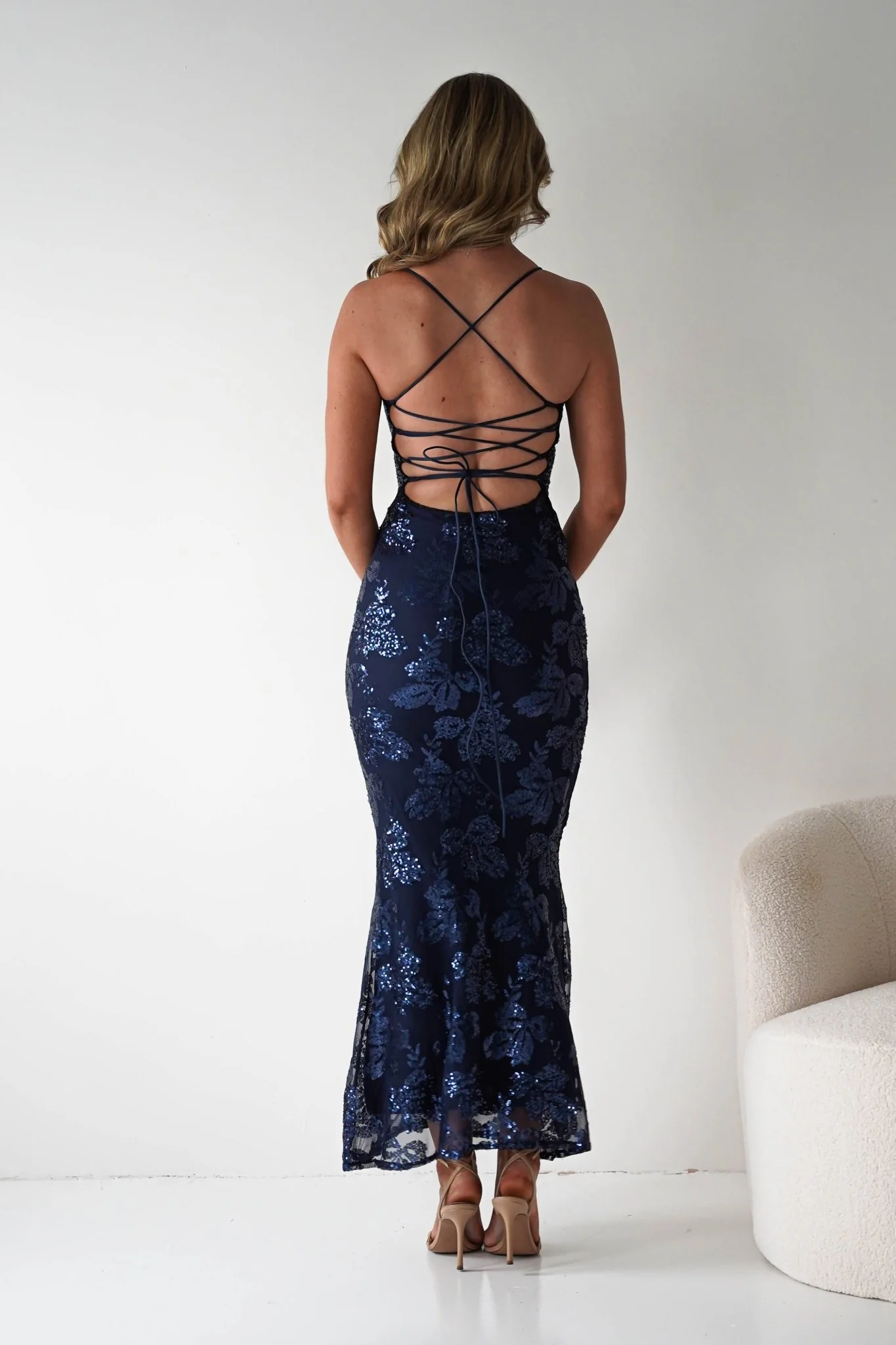 Calle Bodycon Sequin Maxi Dress | Navy - Image 9