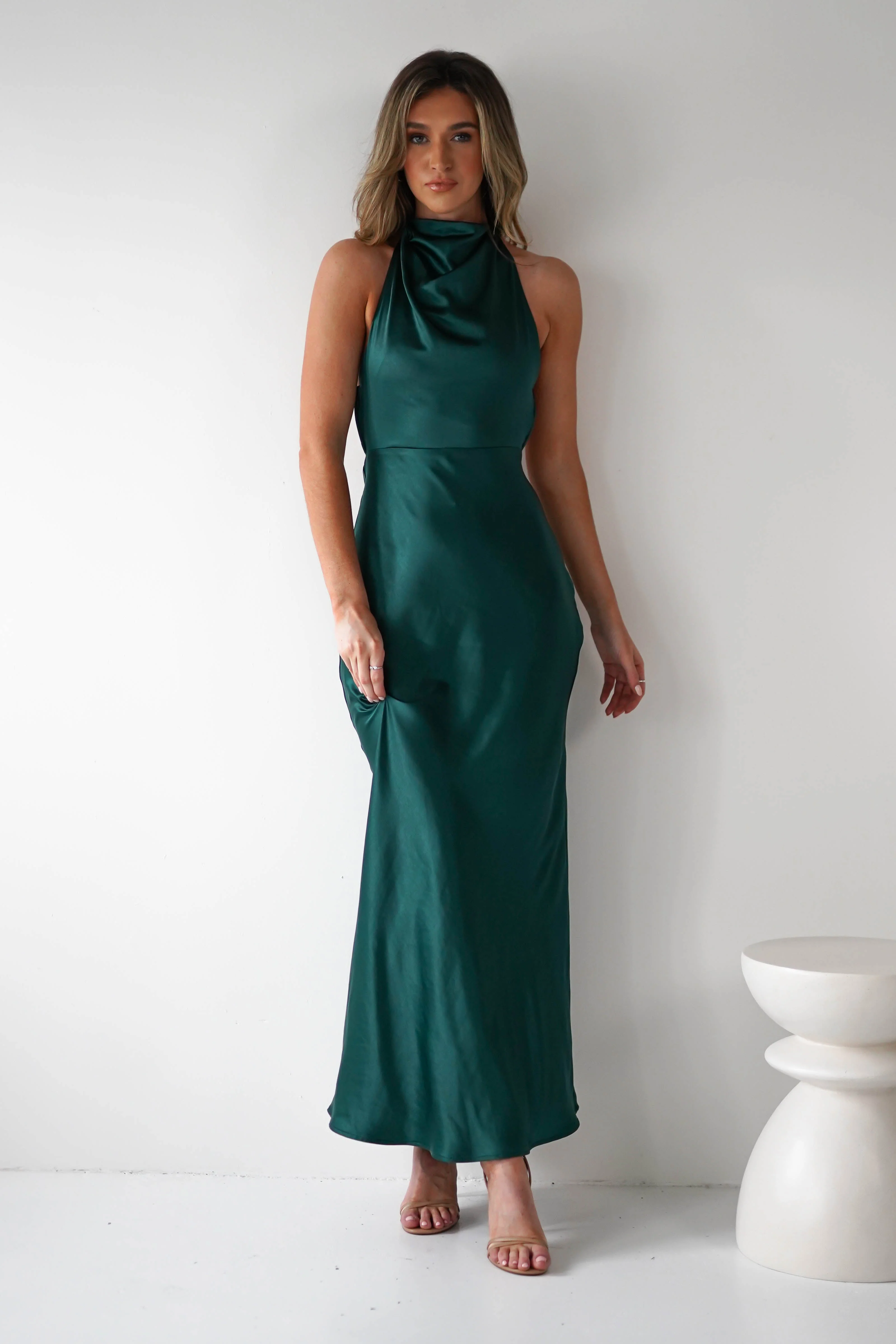 Capriana Pearl Back Maxi Dress | Emerald - Image 3