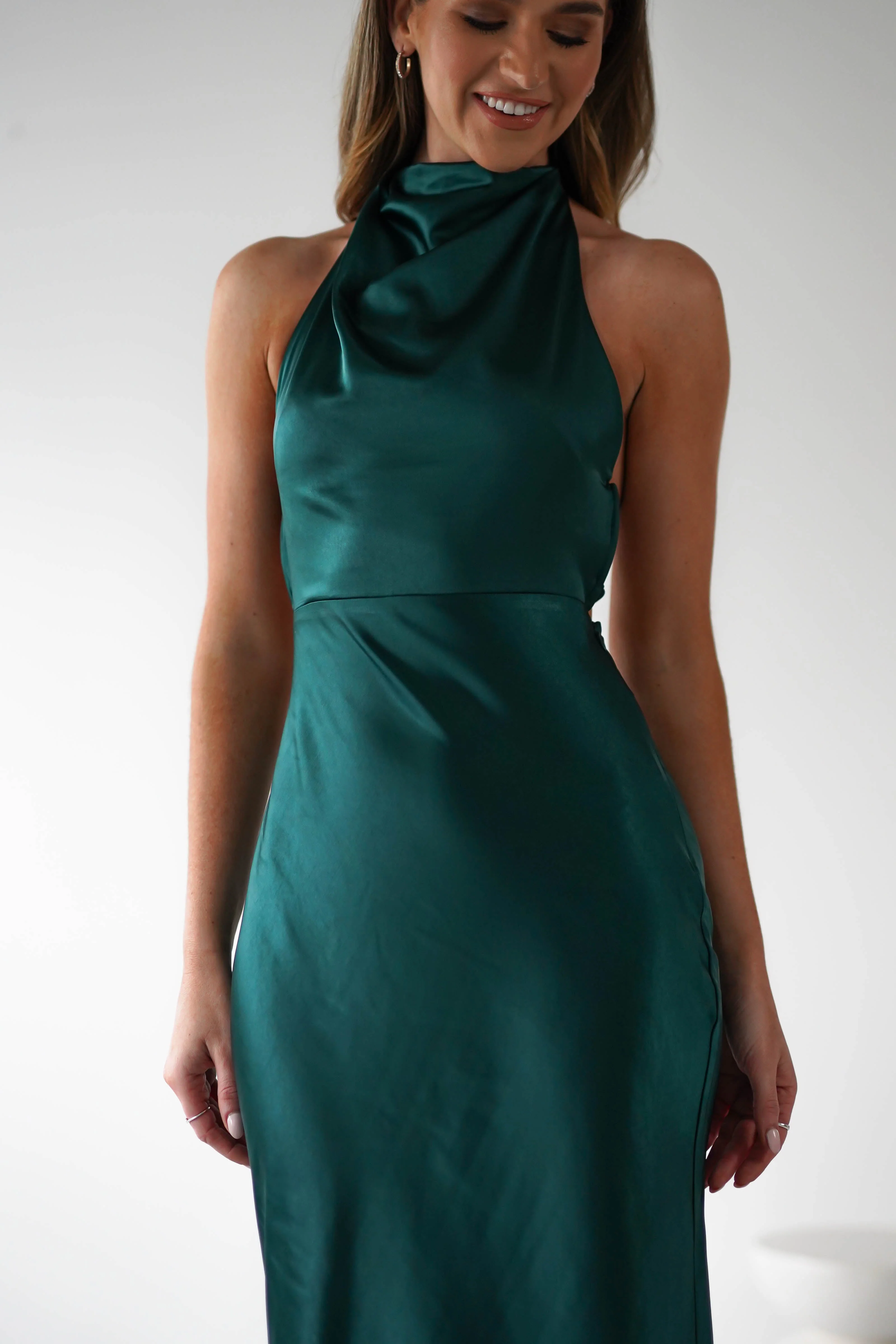 Capriana Pearl Back Maxi Dress | Emerald - Image 6