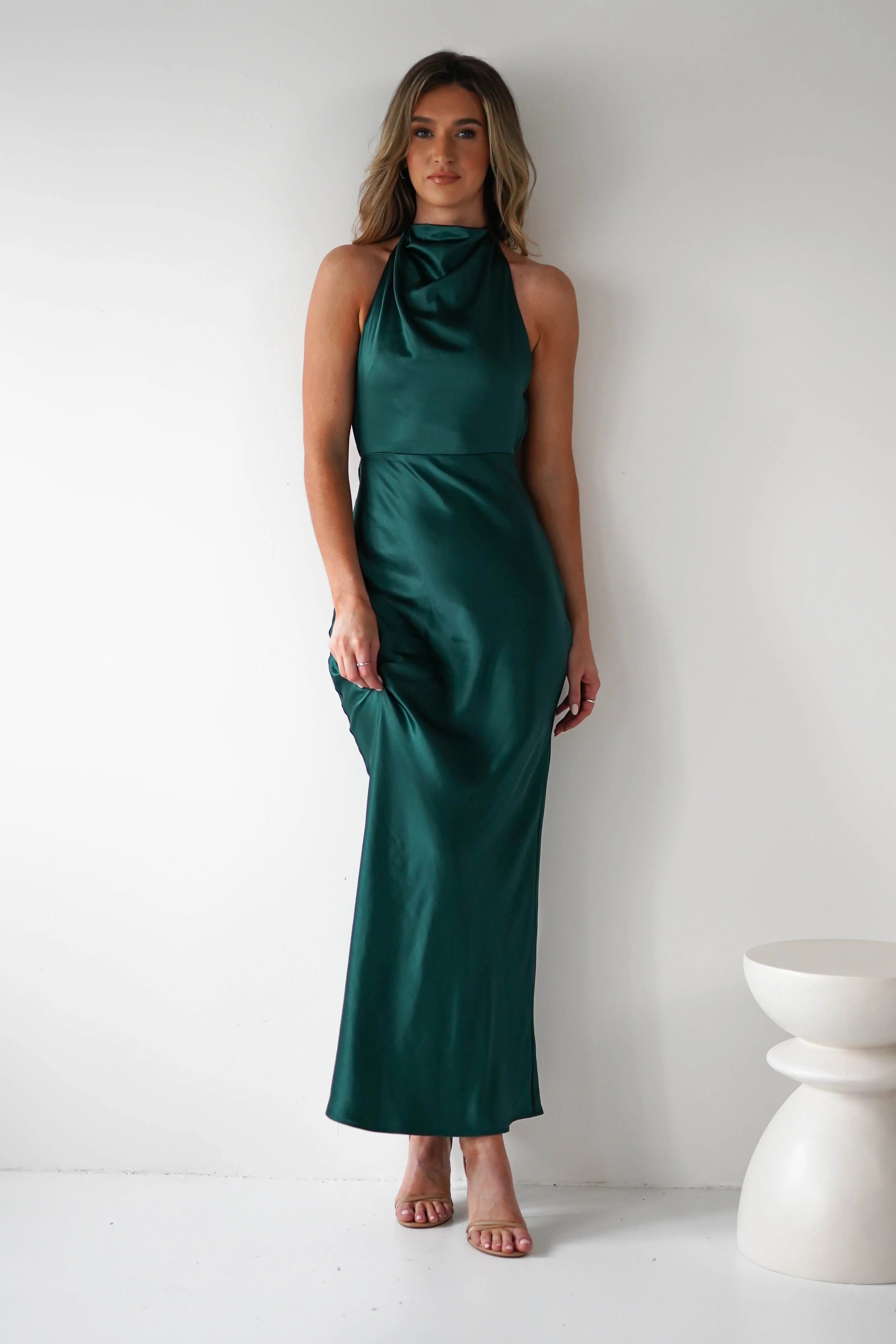 Capriana Pearl Back Maxi Dress | Emerald - Image 7