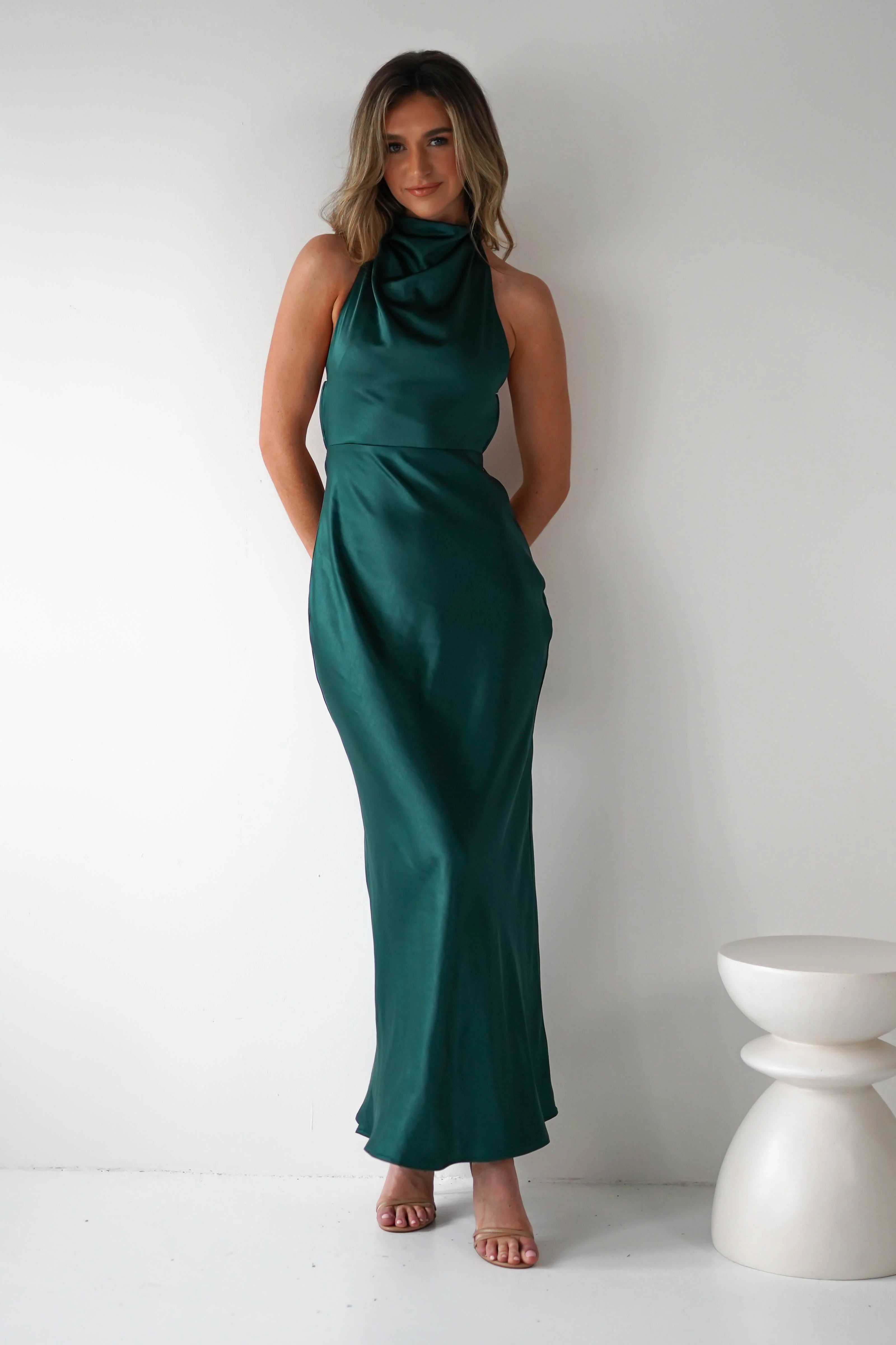 Capriana Pearl Back Maxi Dress | Emerald - Image 8