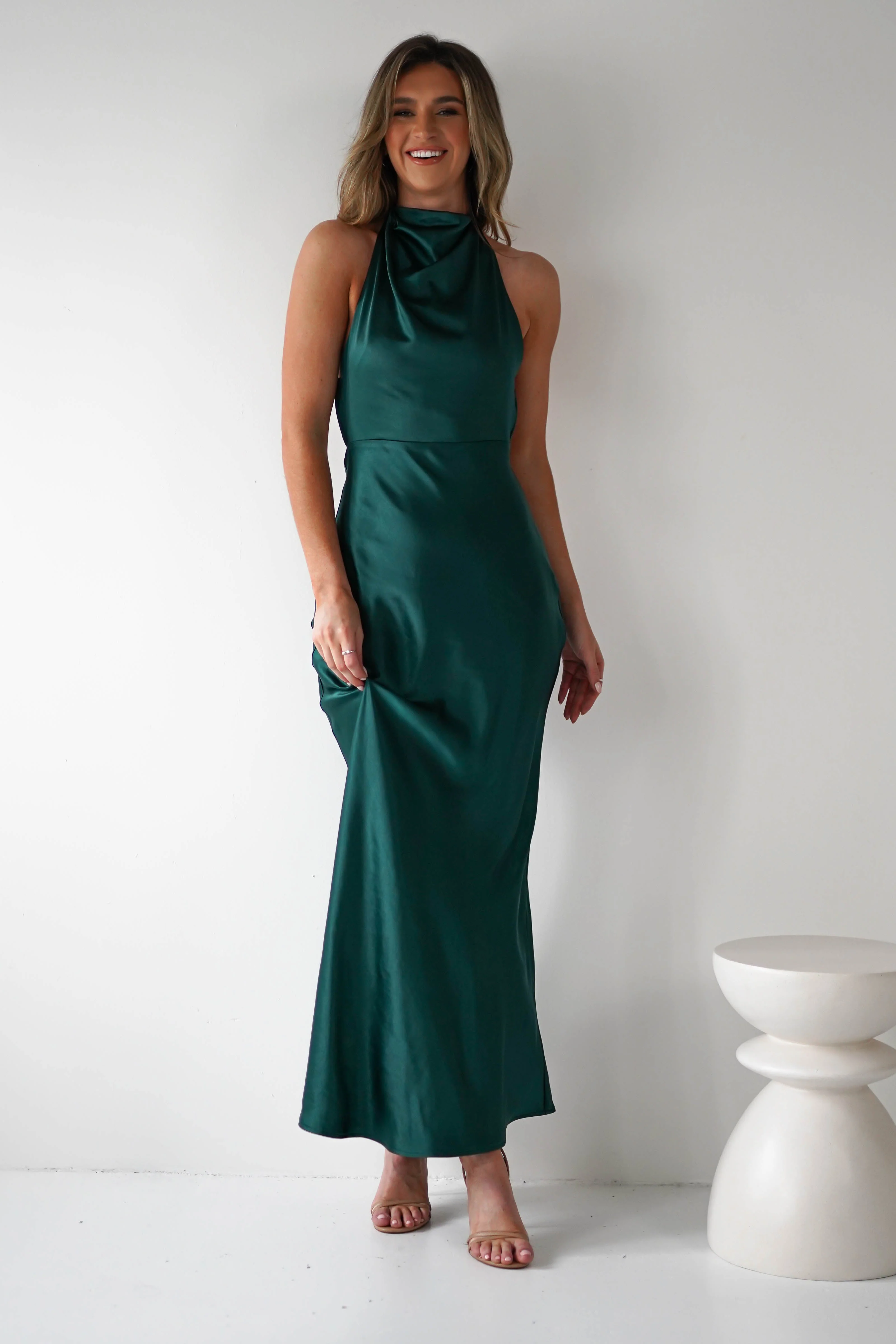 Capriana Pearl Back Maxi Dress | Emerald - Image 9