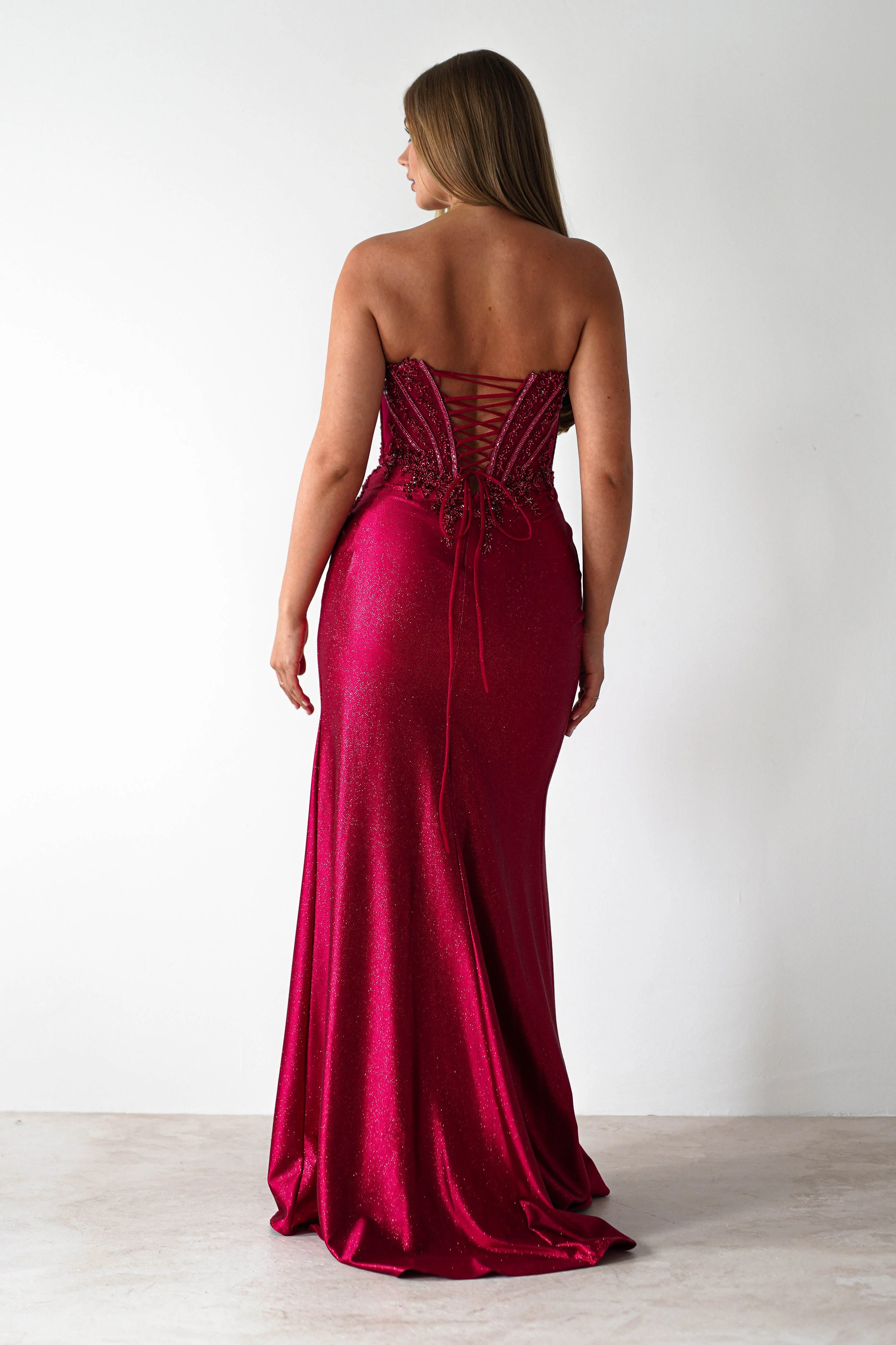 Caspian Embellished Bodycon Gown | Deep Red - Image 6