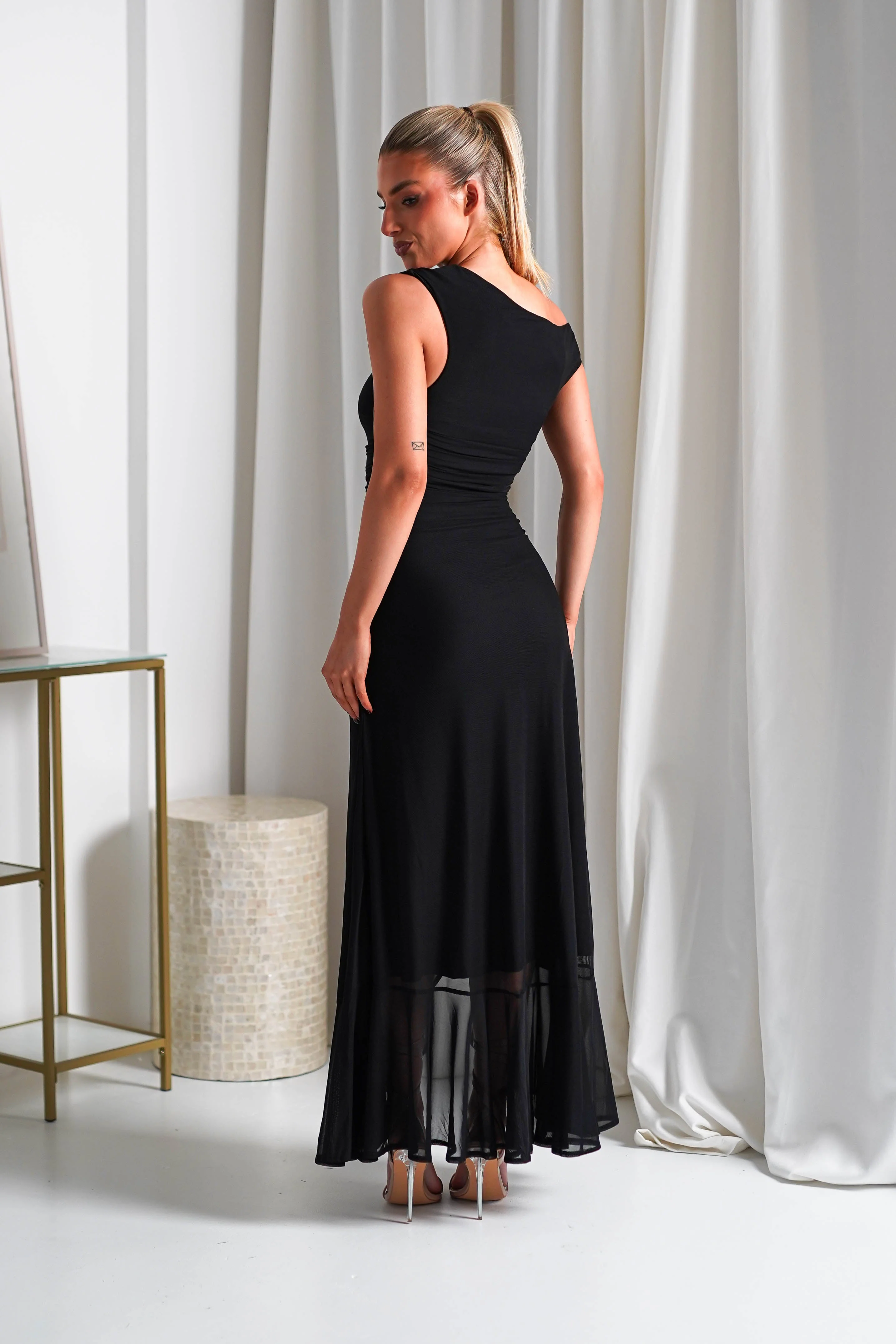 Cellinna Mesh Maxi Dress | Black - Image 7