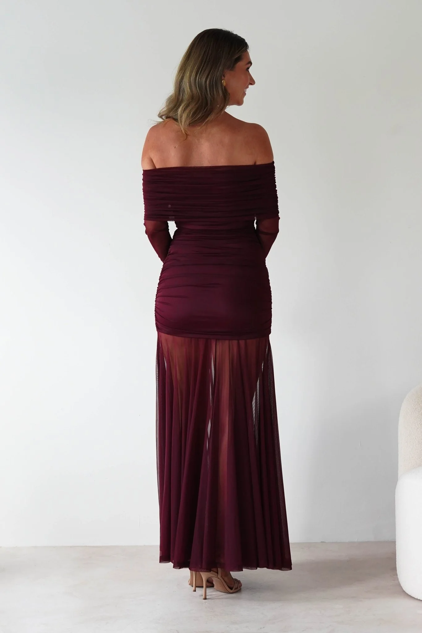 Dalton Mesh Maxi Dress | Wine - Image 3