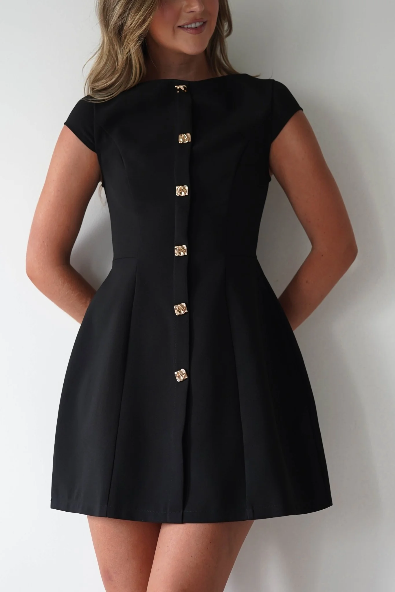 Desiree Cap Sleeve Mini Dress | Black - Image 4