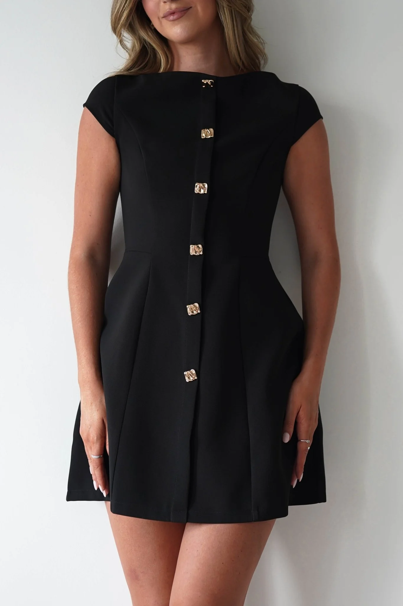 Desiree Cap Sleeve Mini Dress | Black - Image 5