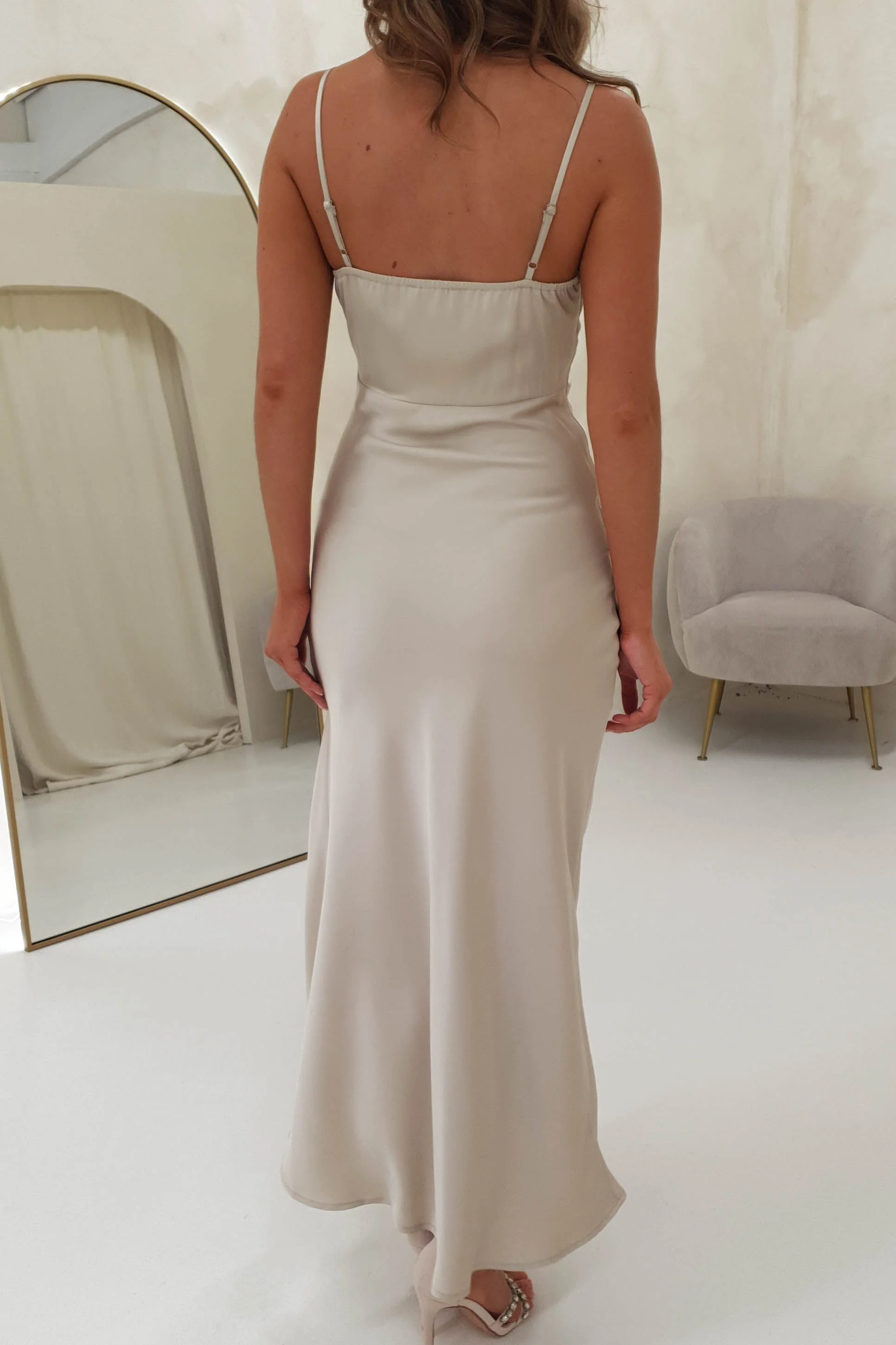 Beatrice Soft Runched Maxi Dress | Champagne - Image 4