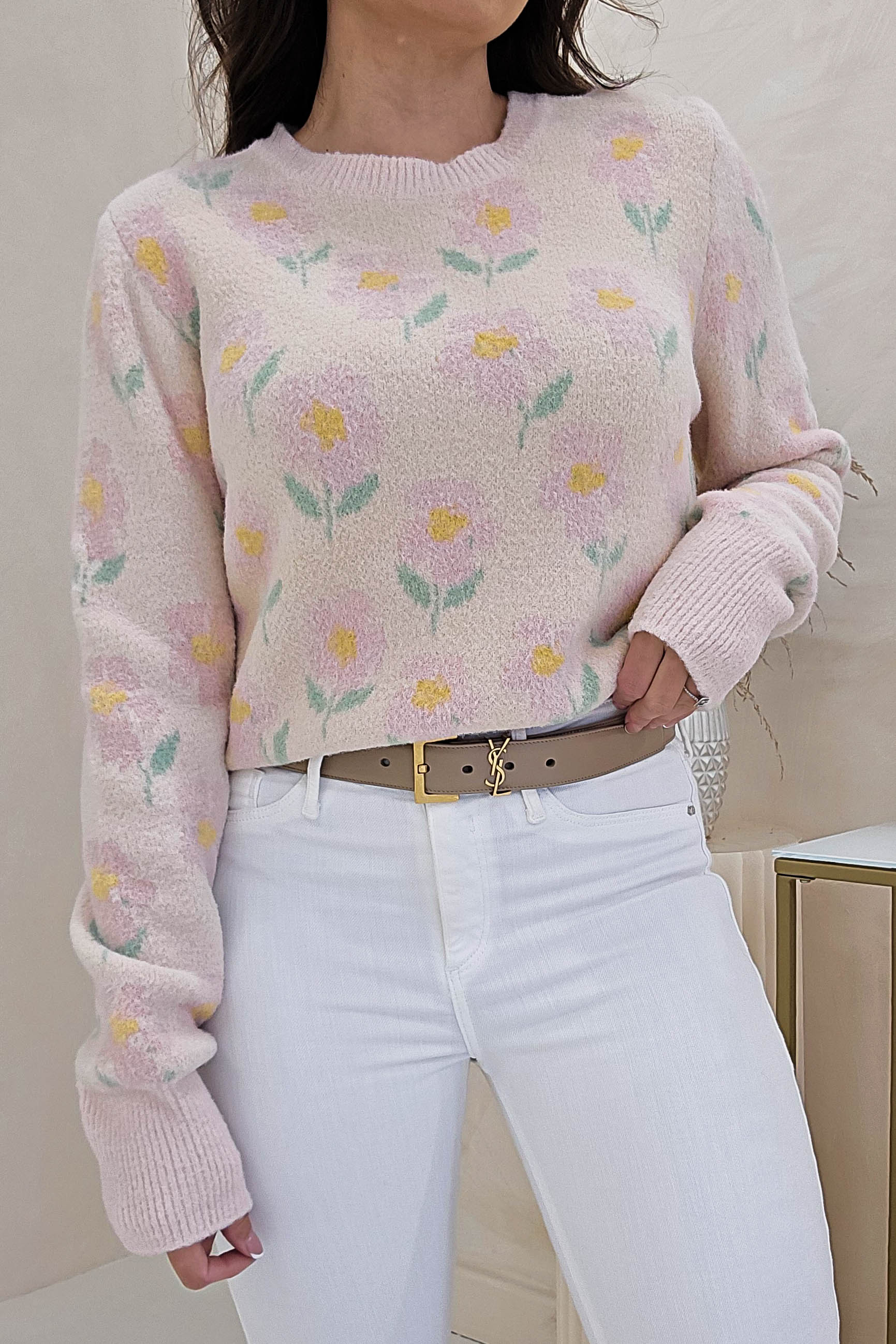 Emma Soft Floral Jumper | Light Pink - Image 3