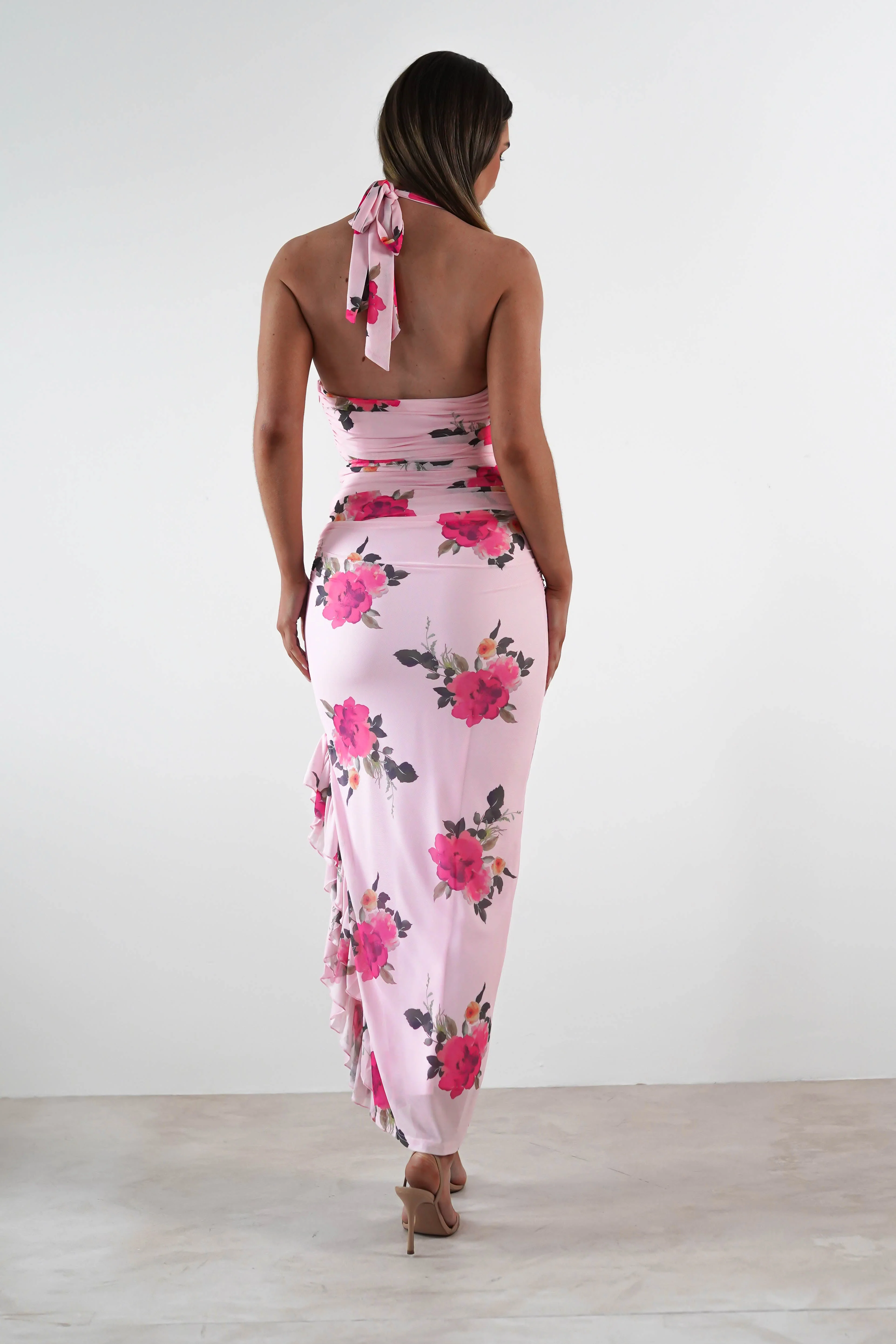 Emmaline Floral Bodycon Maxi Dress | Pink - Image 4
