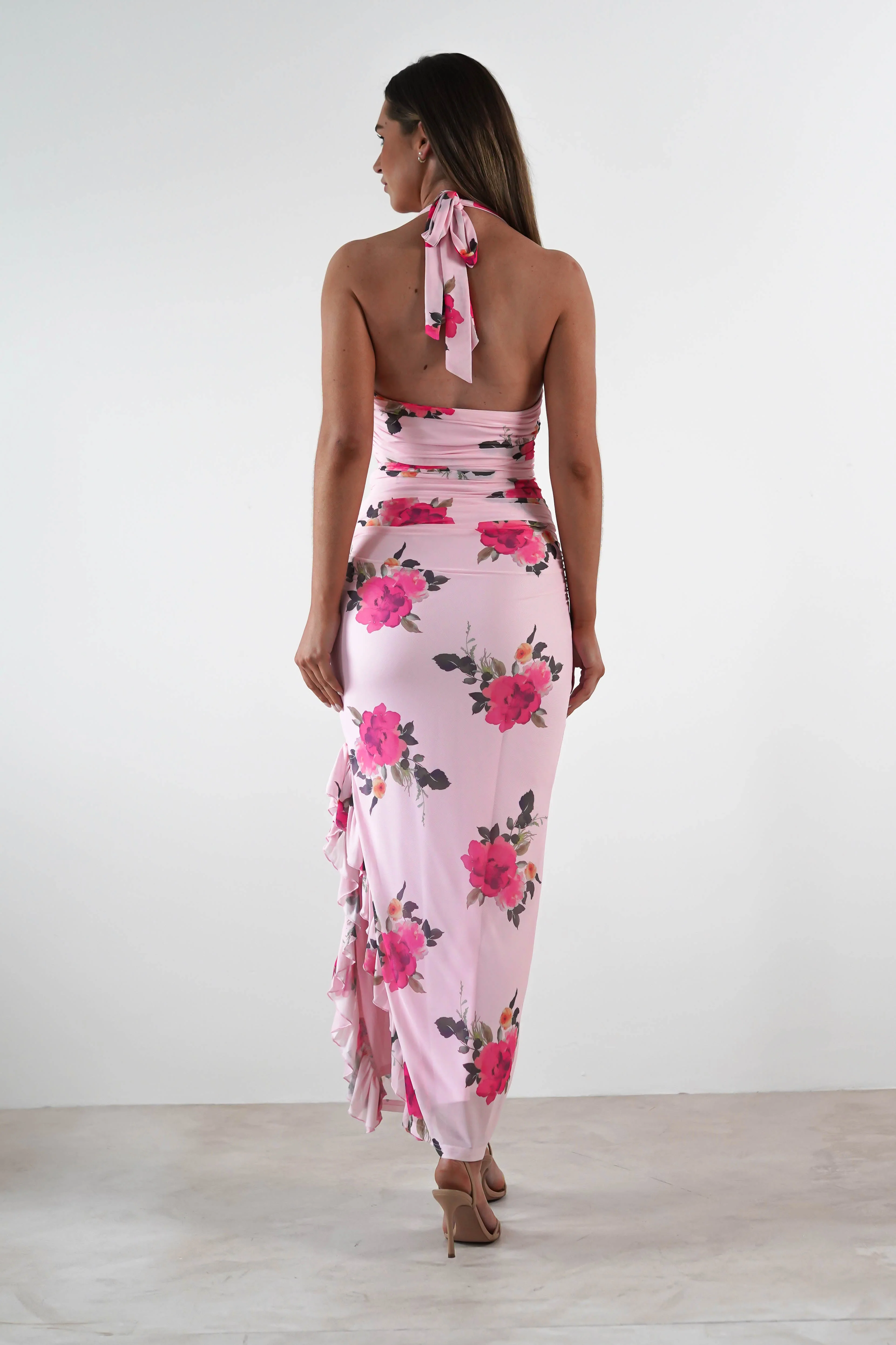 Emmaline Floral Bodycon Maxi Dress | Pink - Image 5