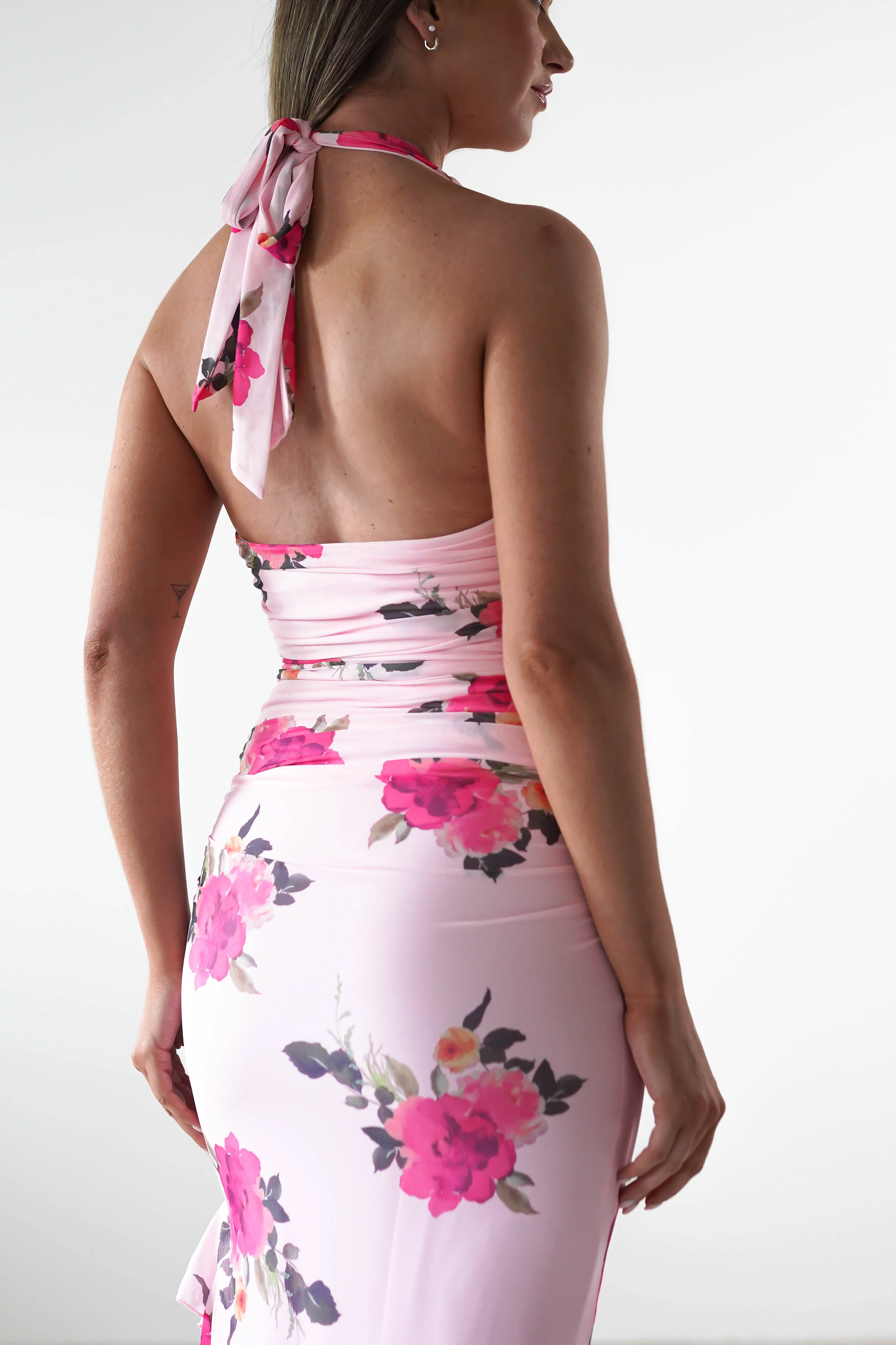 Emmaline Floral Bodycon Maxi Dress | Pink - Image 9