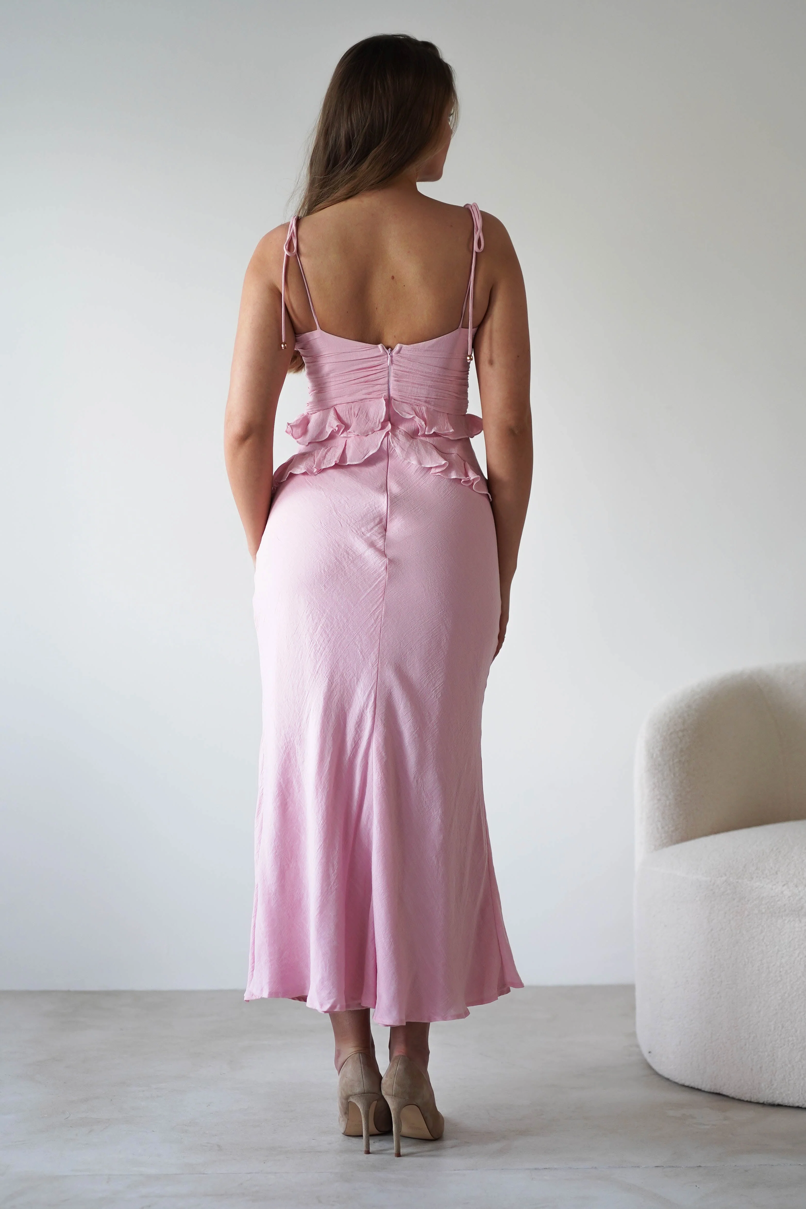 Faith Ruffle Cotton Maxi Dress | Pink - Image 3