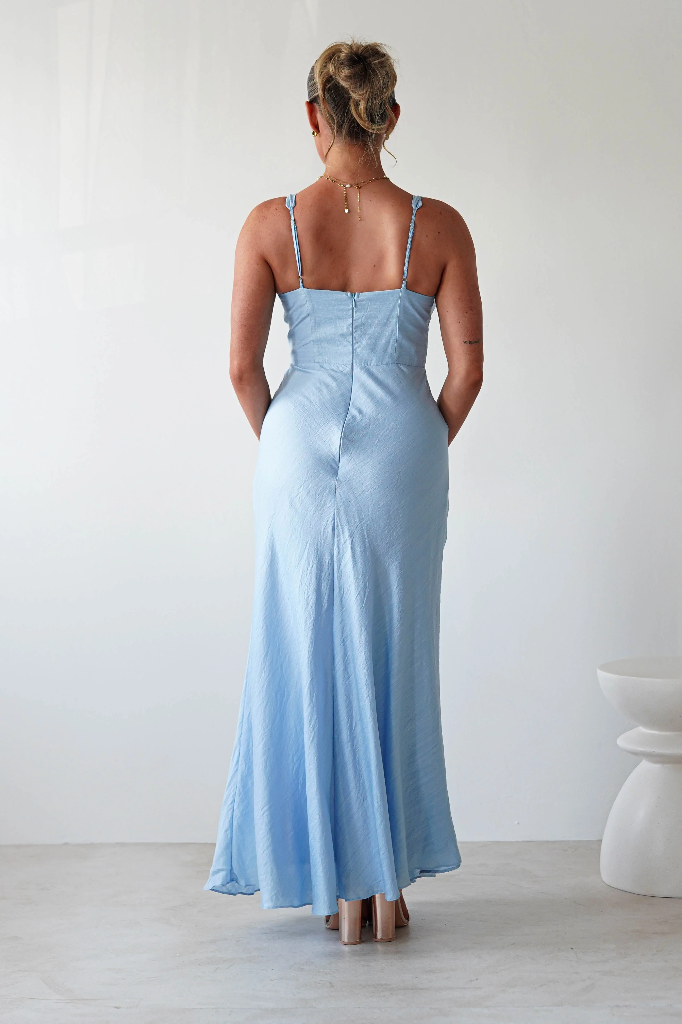 Hailey Cotton Floral Detail Maxi | Blue - Image 3