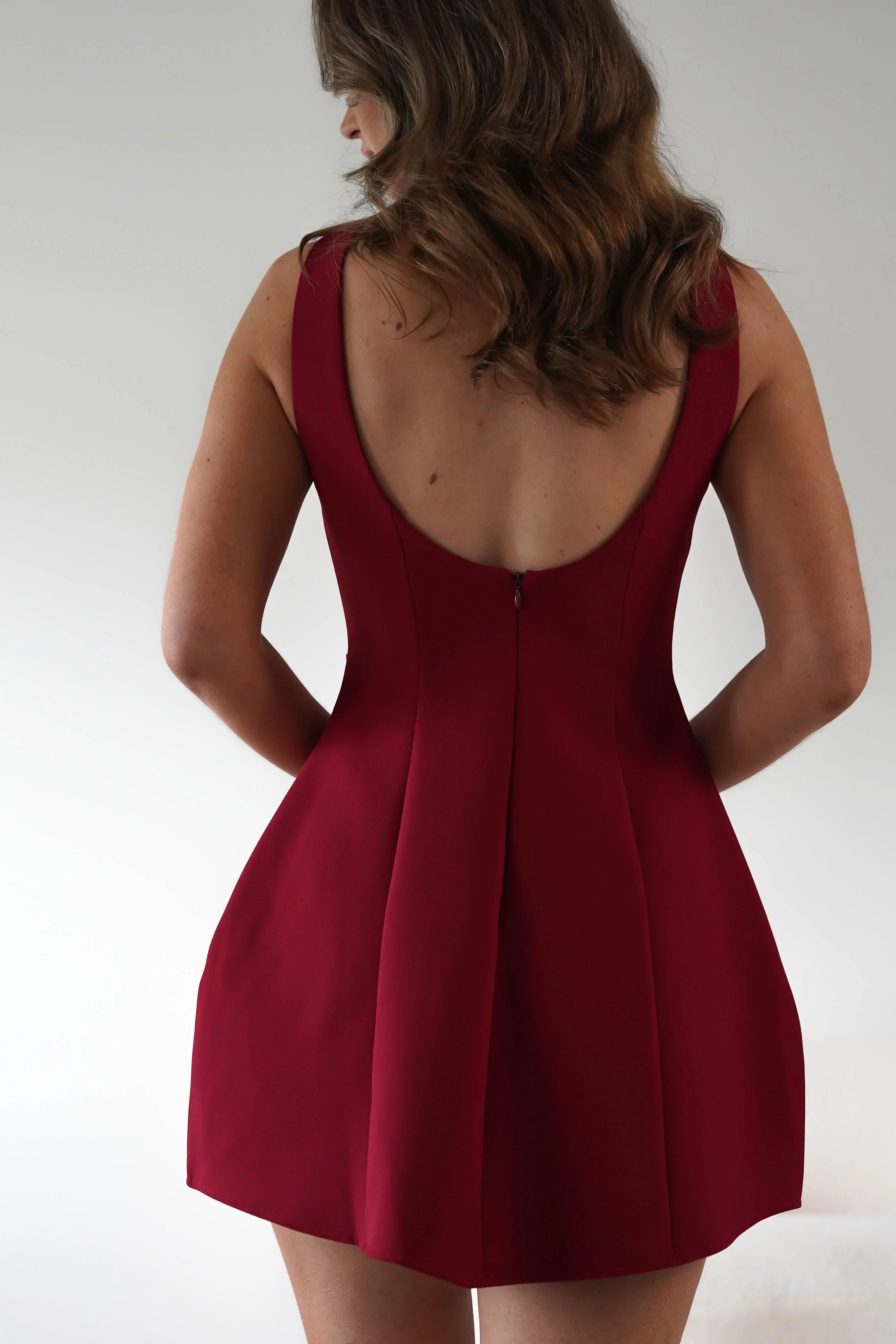 Hannah Structured Mini Dress | Wine - Image 3