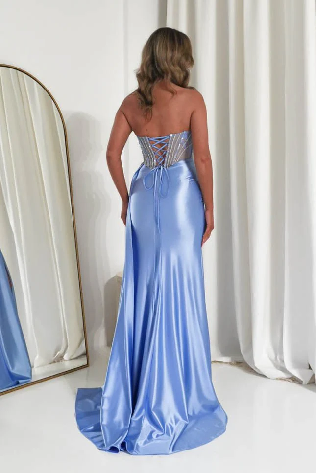 Hazelle Crystal Embellished Corset Gown | Blue - Image 8