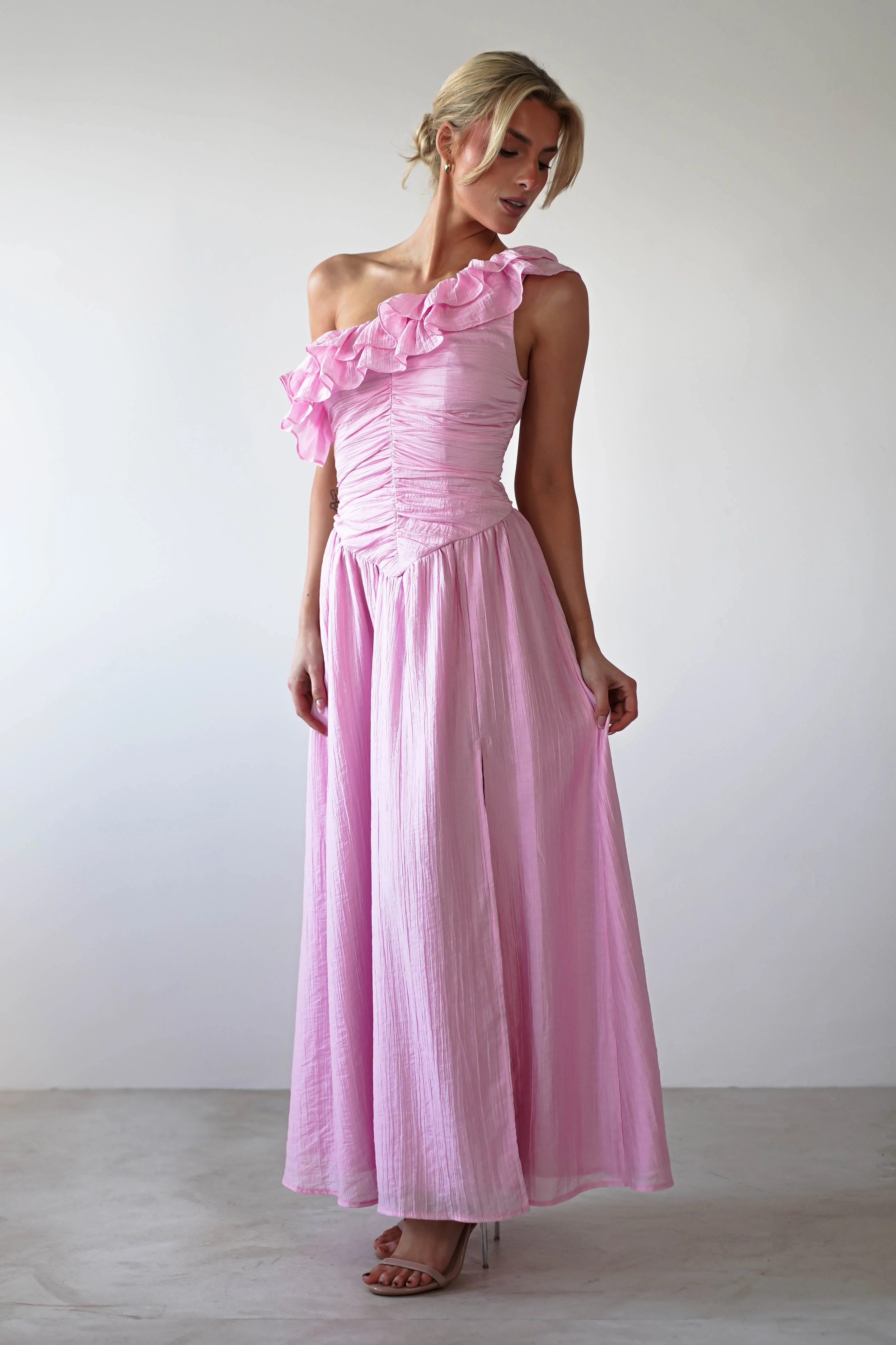 Jamie Ruffle One Shoulder Midaxi | Pink - Image 5