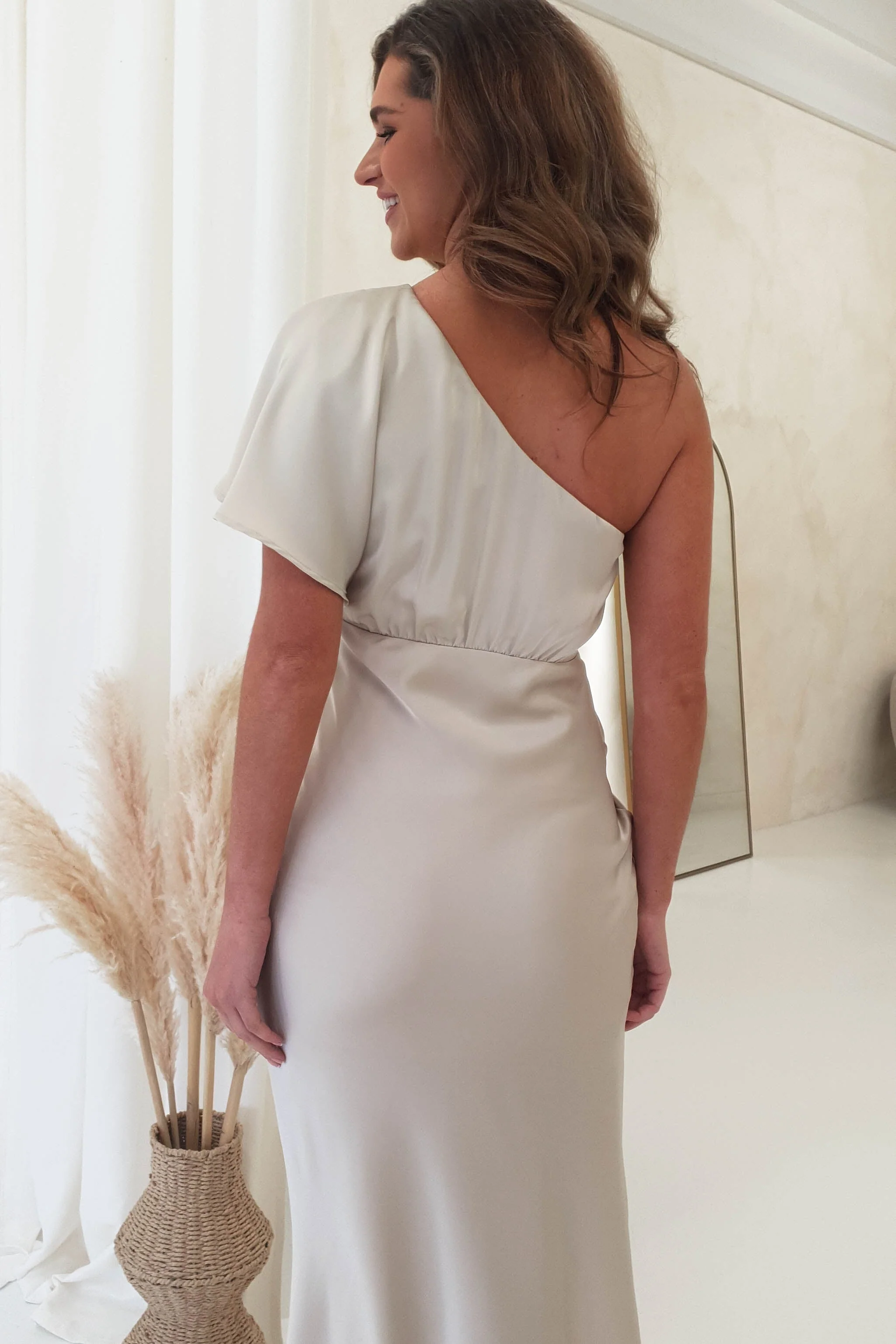 Jenna Soft Satin One Shoulder Maxi | Champagne - Image 5