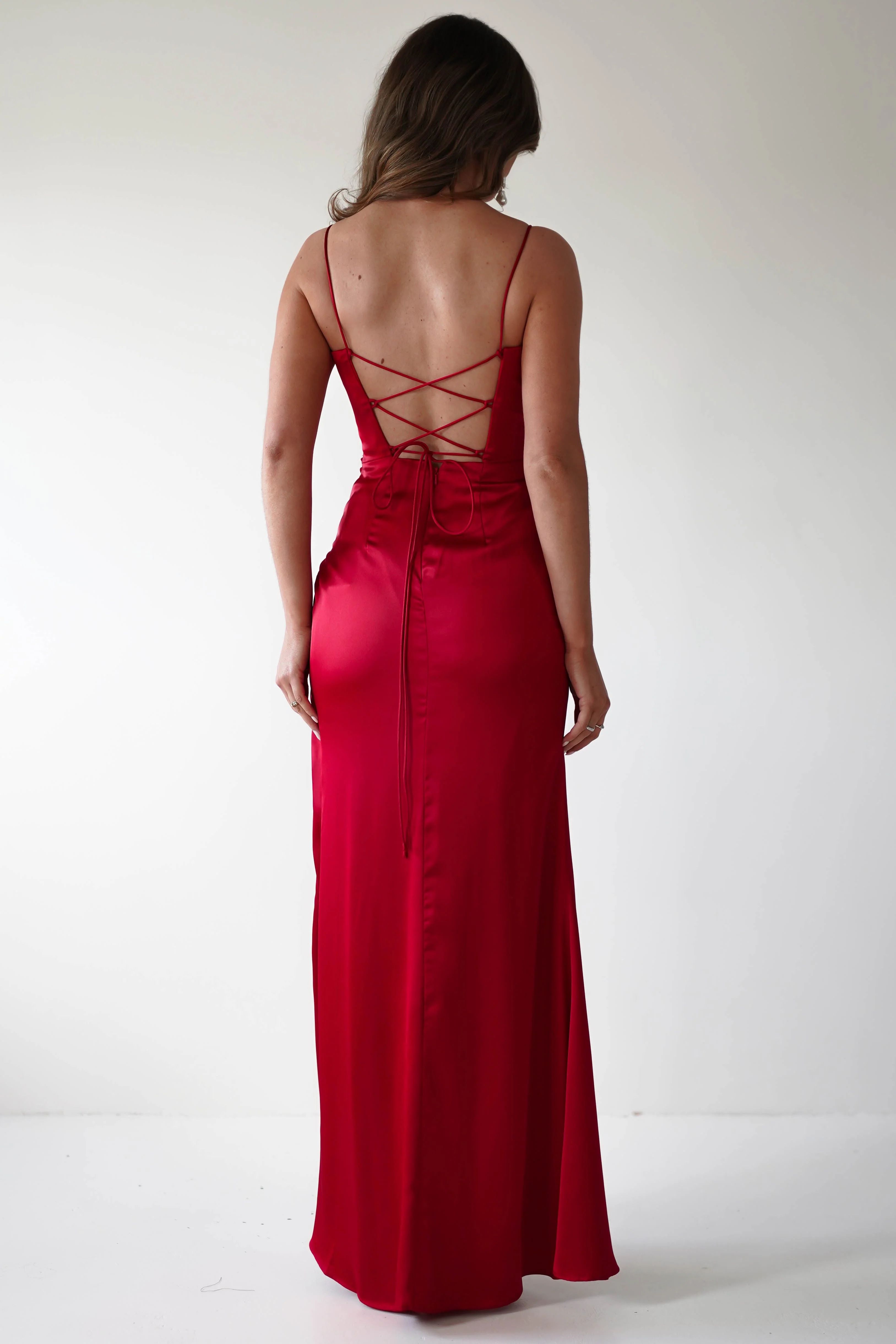 Julianne Corset Satin Gown | Red - Image 3