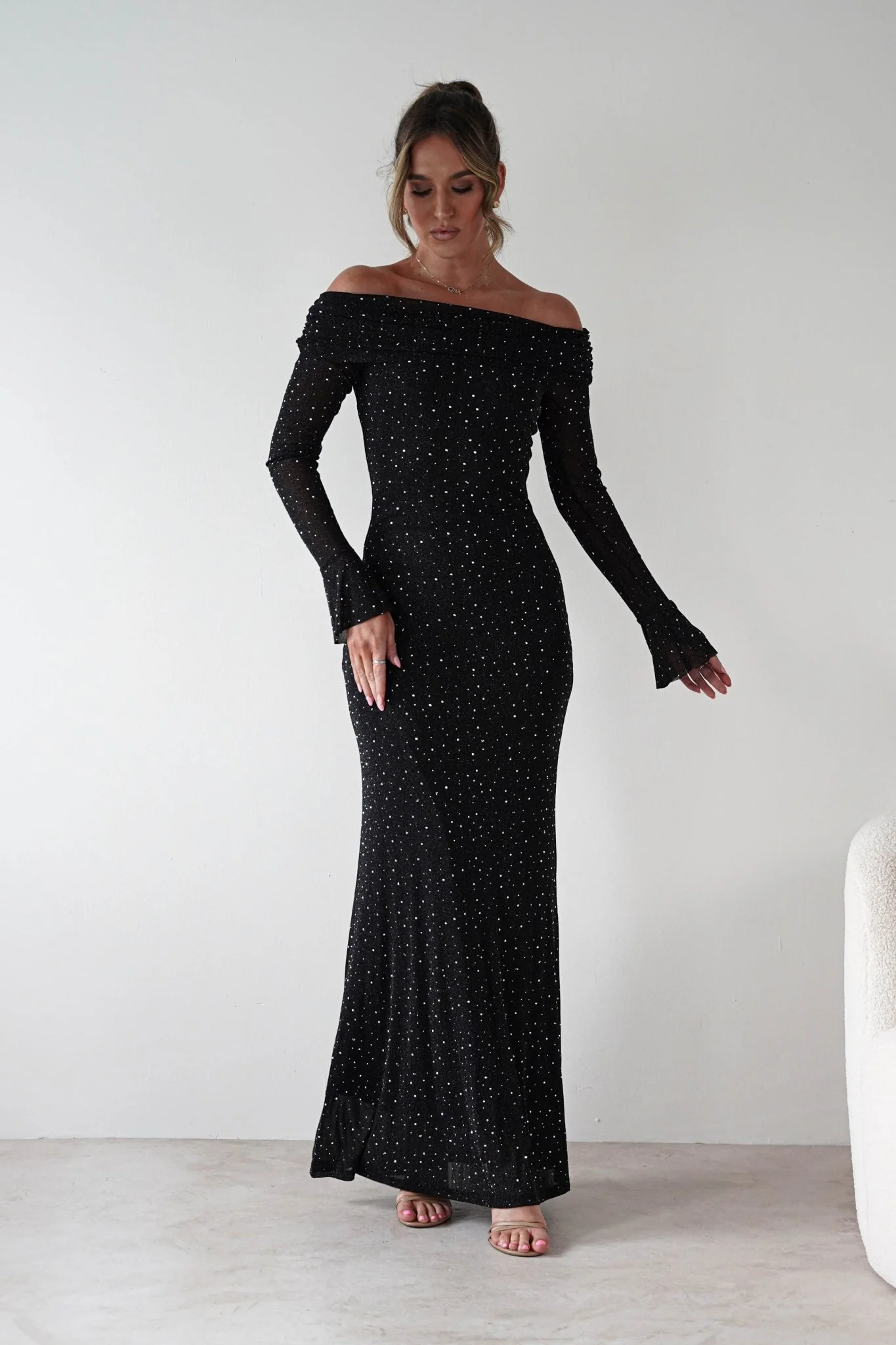 Katalina Sparkling Rhinestone Maxi Dress | Black - Image 4