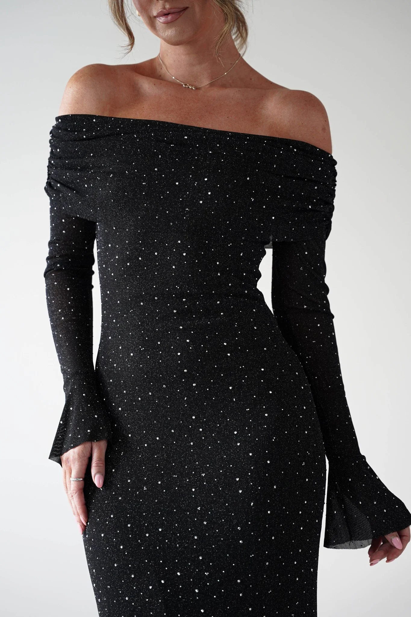 Katalina Sparkling Rhinestone Maxi Dress | Black - Image 5