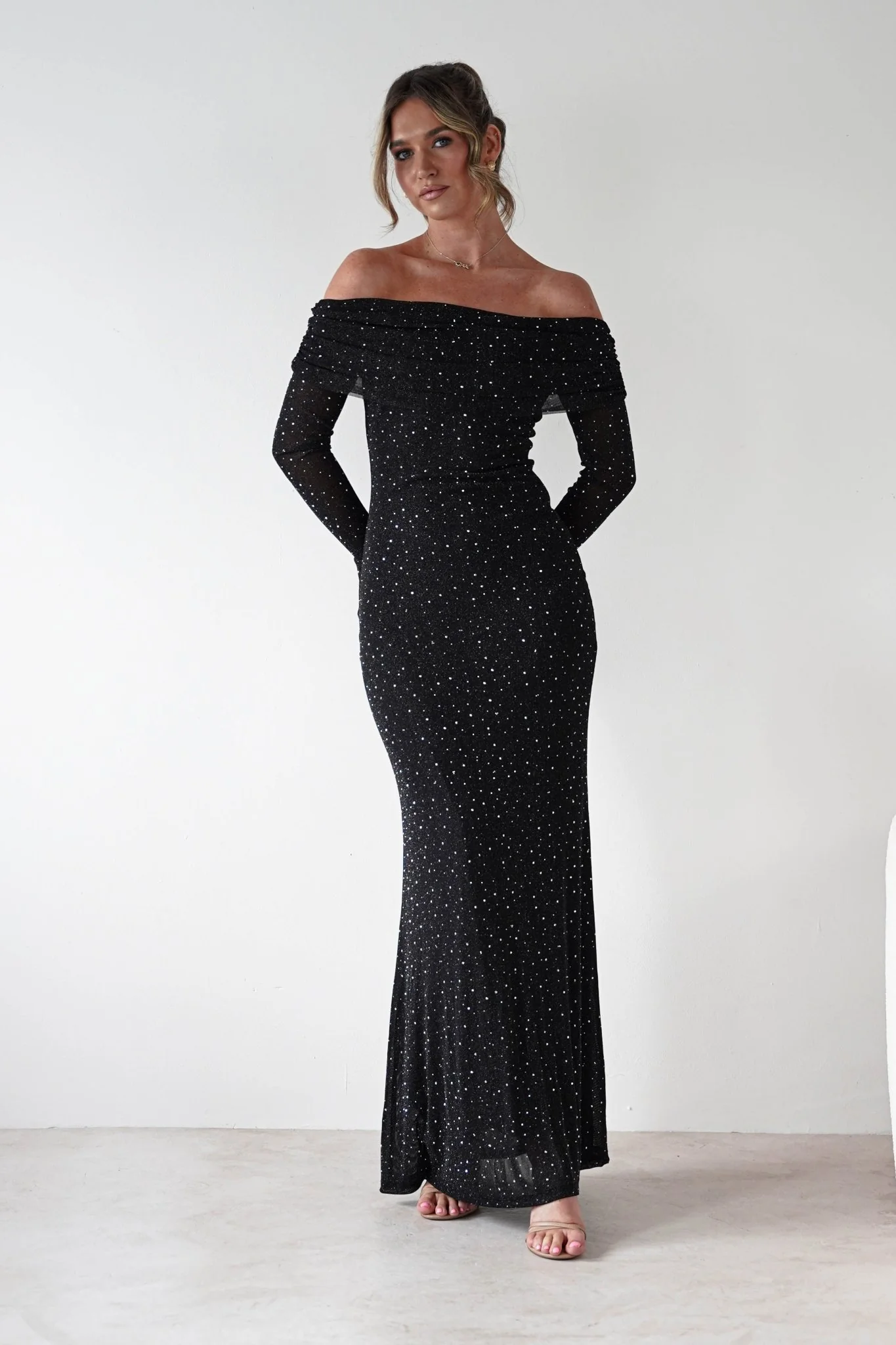 Katalina Sparkling Rhinestone Maxi Dress | Black - Image 7