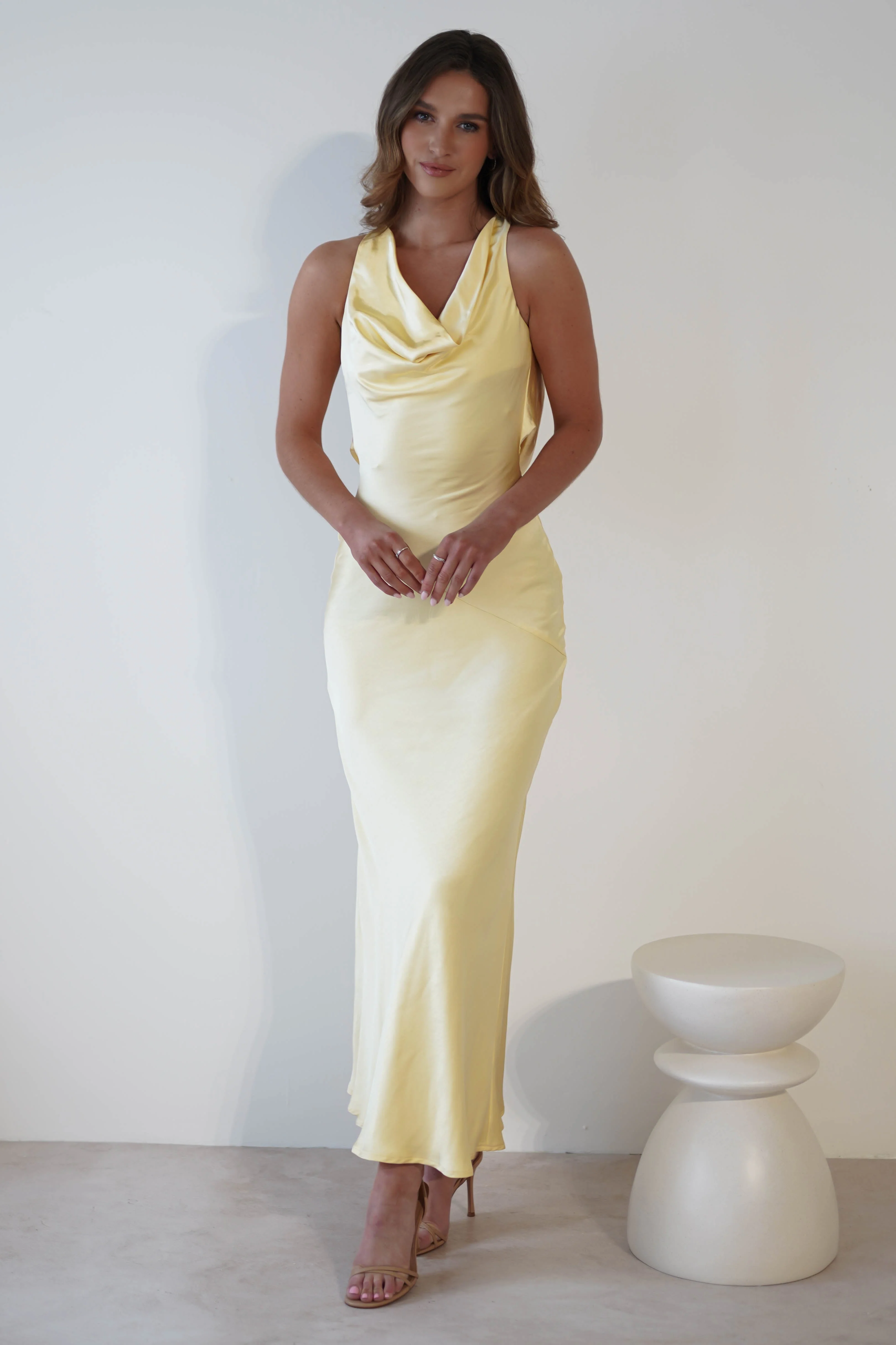 Leah Cowl Neckline Maxi Dress | Yellow - Image 3